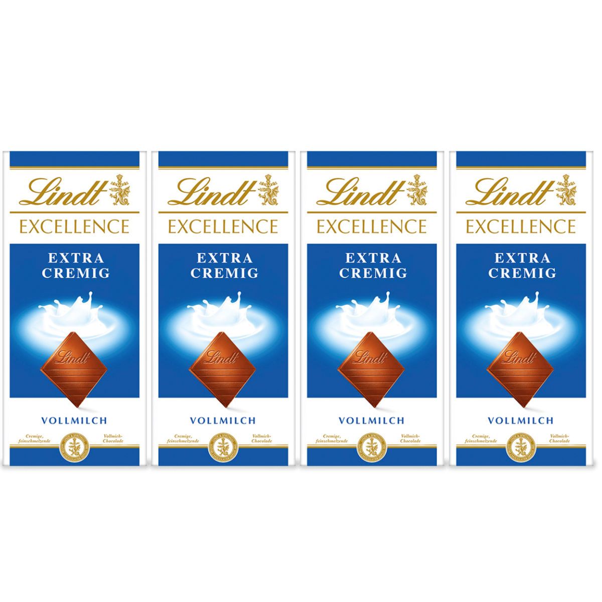 Image of Lindt Excellence Extra Creamy Milk Chocolate Bar 100g 4-pack