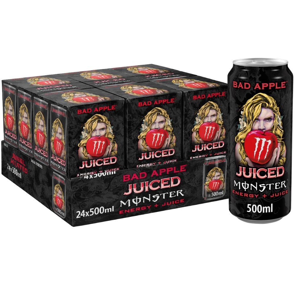 TEMU Monster Bad Energy Drink 500ml Cans - Pack Of 24 (6x4pk), Crisp Refreshment