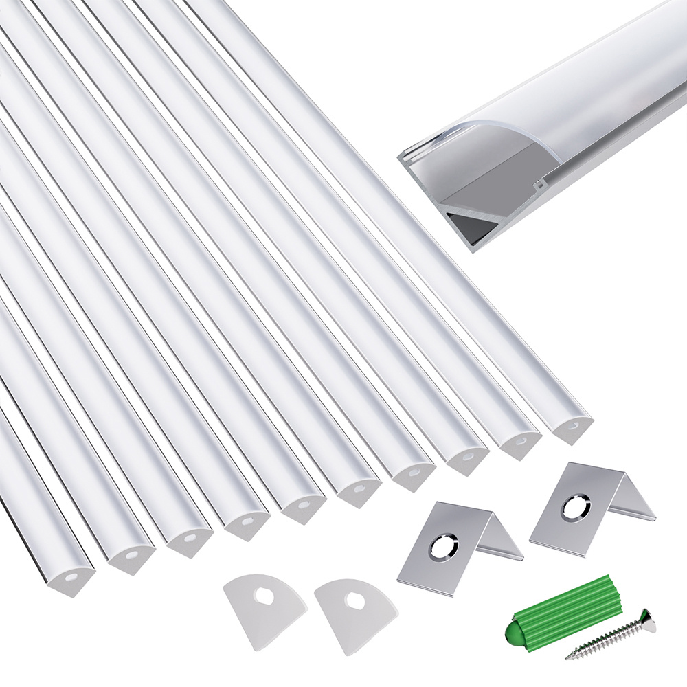 E-shop 10-teiliges 1 m V/ U/YW -förmiges LED-Kanalsystem, rechteckiger dreieckiger Lichtschlitz, Aluminiumprofil für Barriereleuchten mit opaler
