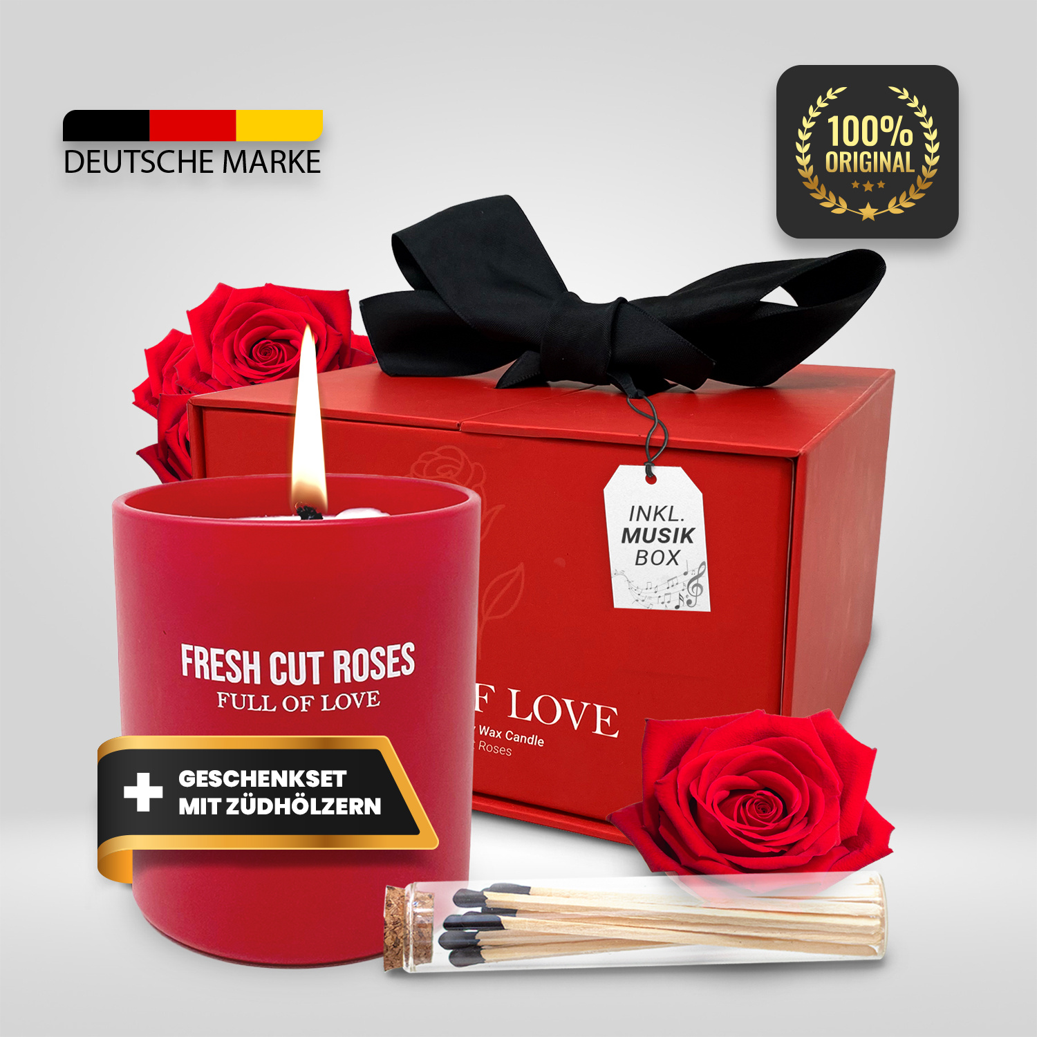 Soy Wax Scented Candle In Gift Box With - Handmade Candle With Up To 60h - Musical Gift Box With Ribbon