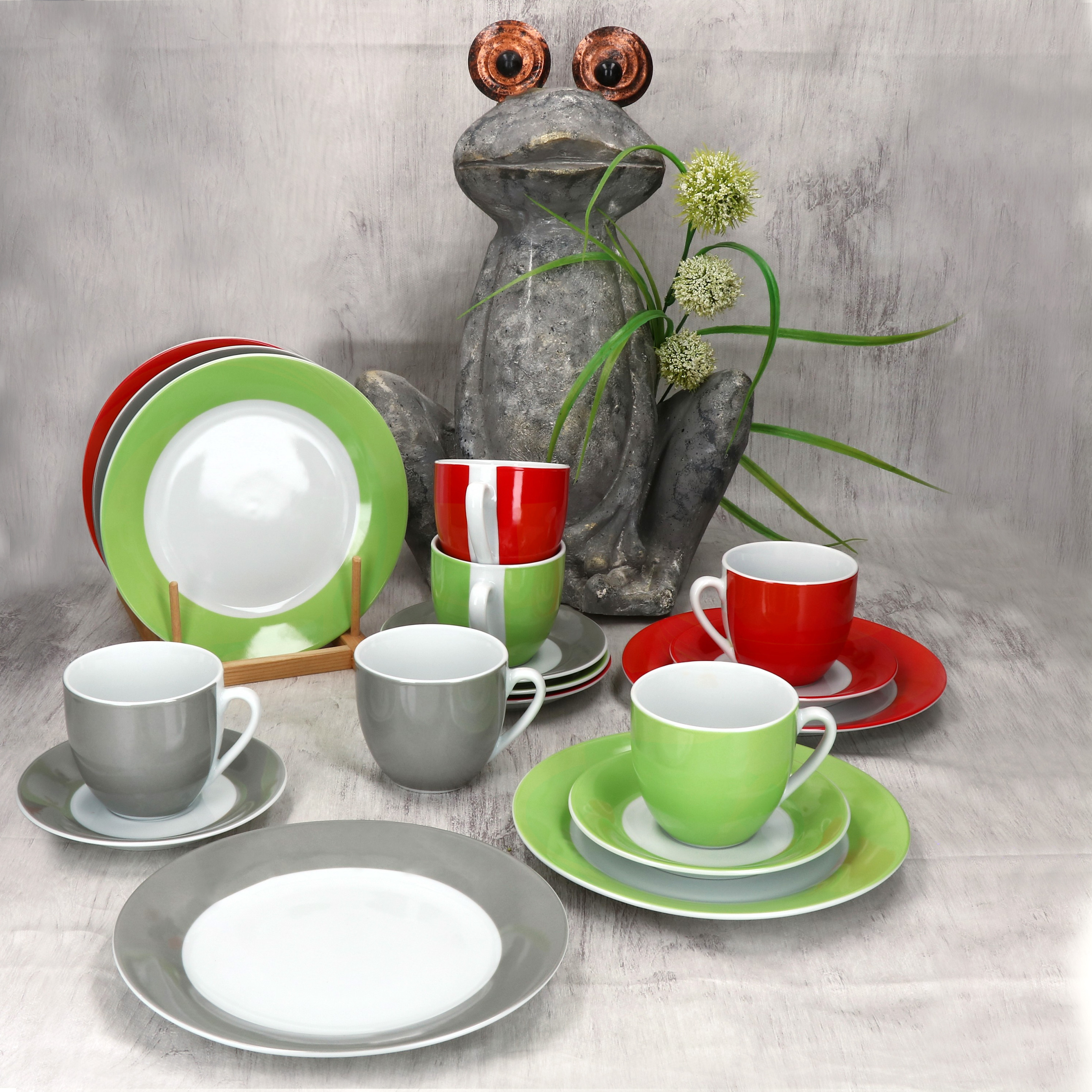 18-piece Set Trio Porcelain For 6 People - Cups, Saucers, Plates