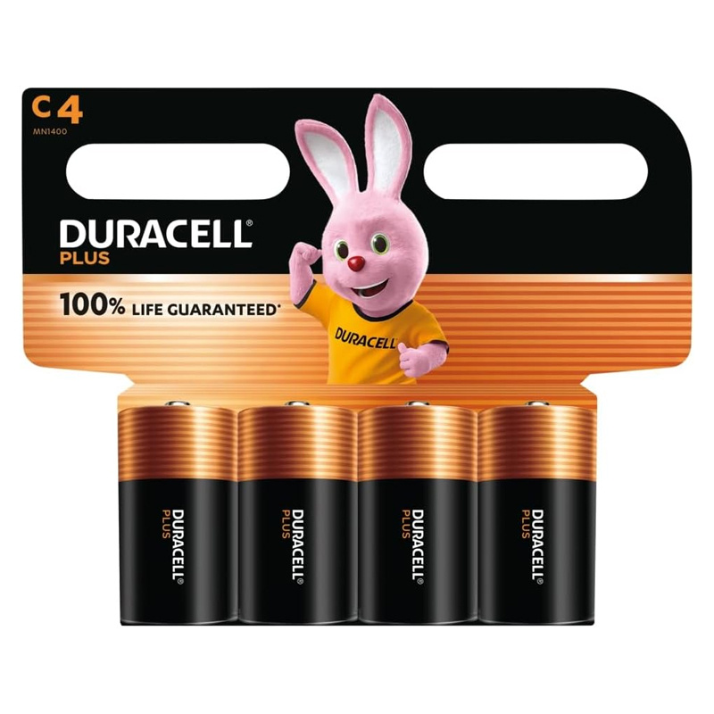 TEMU Duracell C Battery Plus Batteries 4 Pack, Long-lasting Alkaline Power, Reliable Performance For High-drain Devices, Flashlights, Toys, Medical