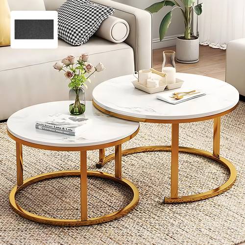 set of 2 round nesting coffee tables stackable modern side tables for living saving sofa end tables contemporary home decor