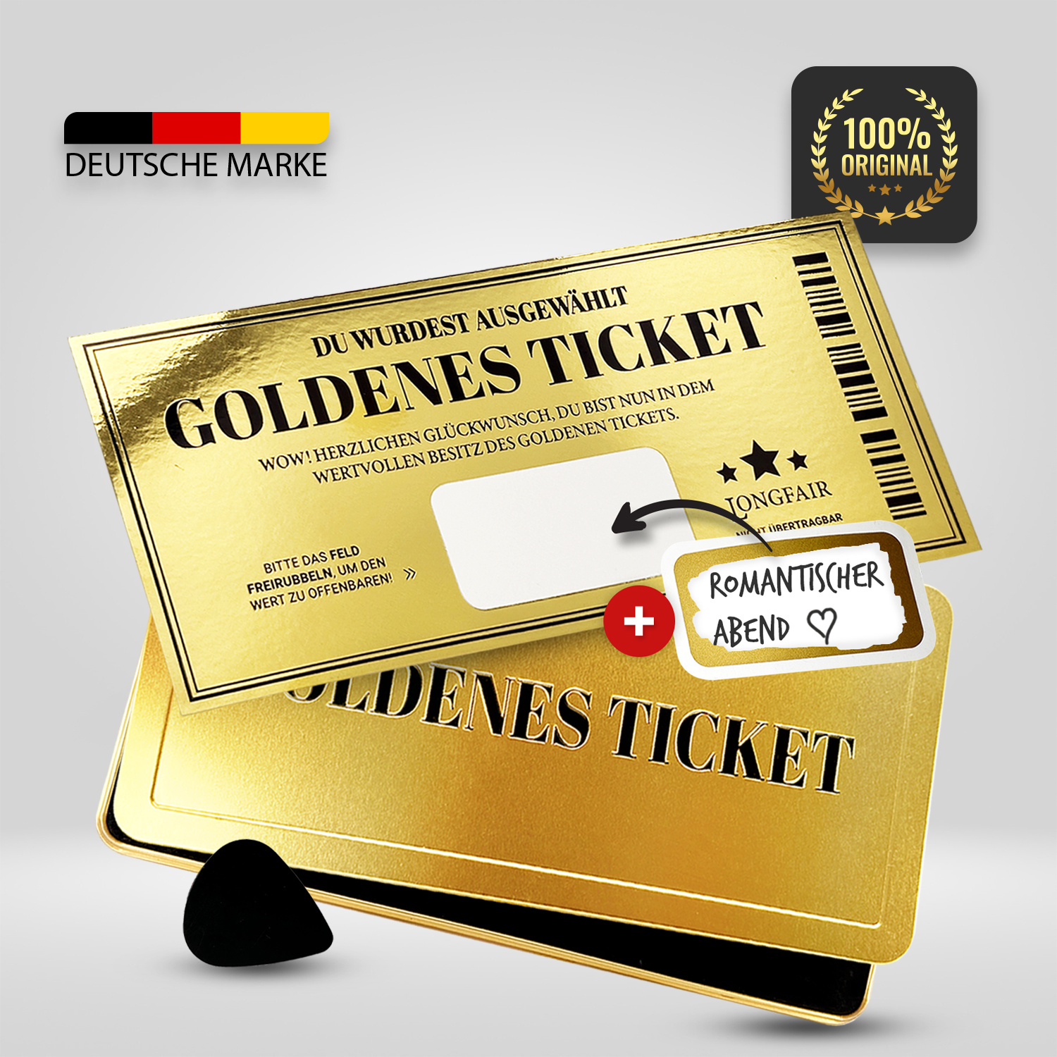 Image of Ticket | Personalizable Voucher With Scratch- For Self- | Gilded Including Gift Box | Gift For Women, Family &