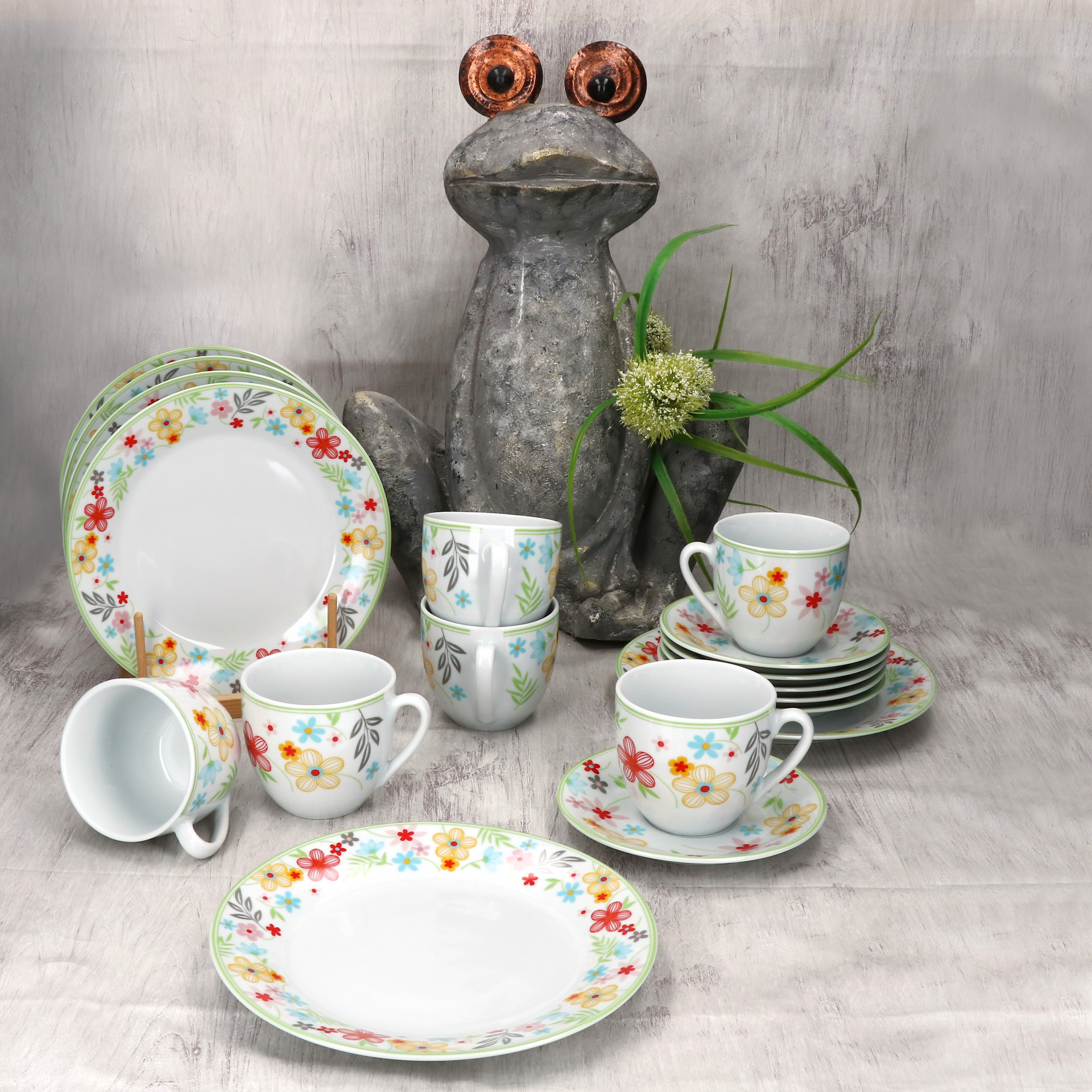 18pcs Coffee Set Porcelain 6 Cup Saucers Plates