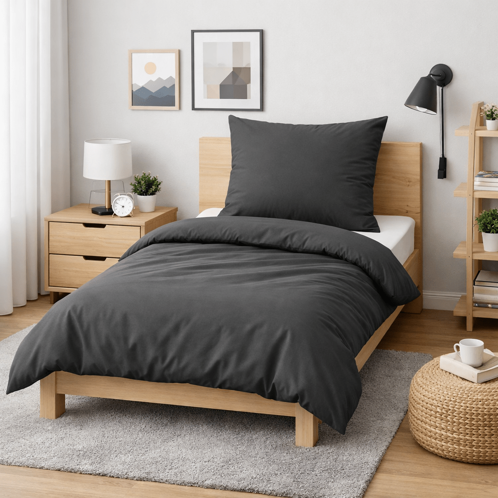 E-shop Baumwolle Bettwäsche Set 135x200 teilig - Deckenbezug 135x200 + Kissenbezug 80x80 - 100% Baumwolle Renforcé - Reißverschluss - Einfarbig