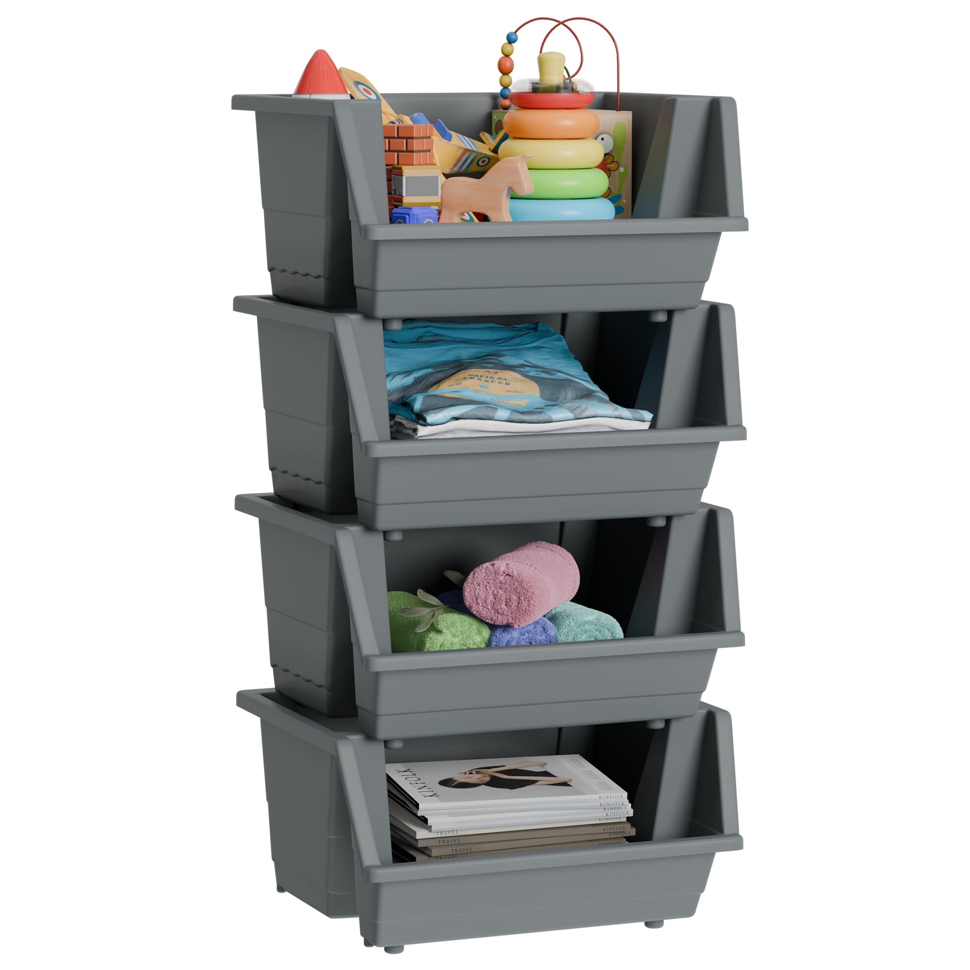 Knight 40L Stackable Plastic Storage Boxes for Home & Office