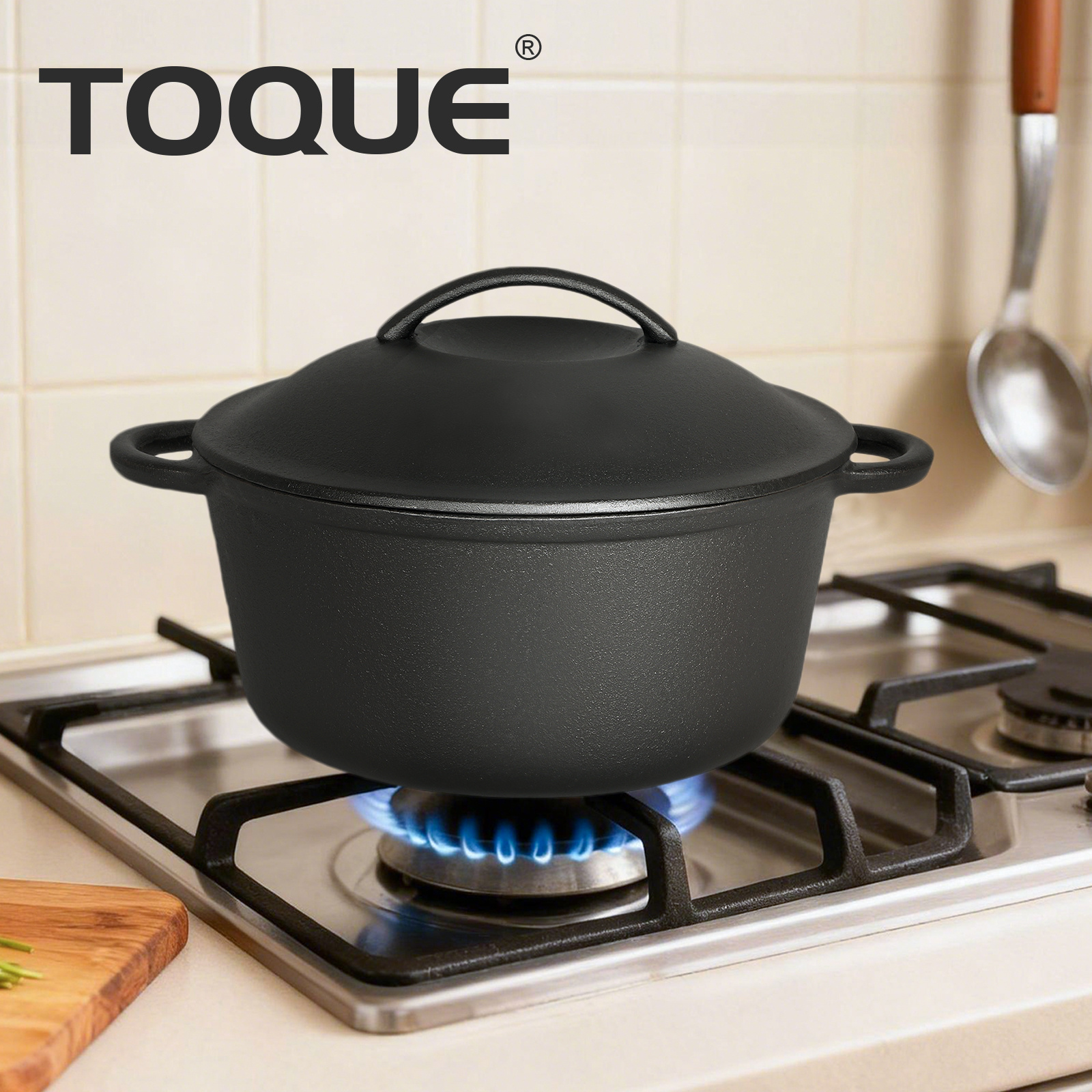 6.6L Cast Iron Dutch Oven Casserole Pot with Lid