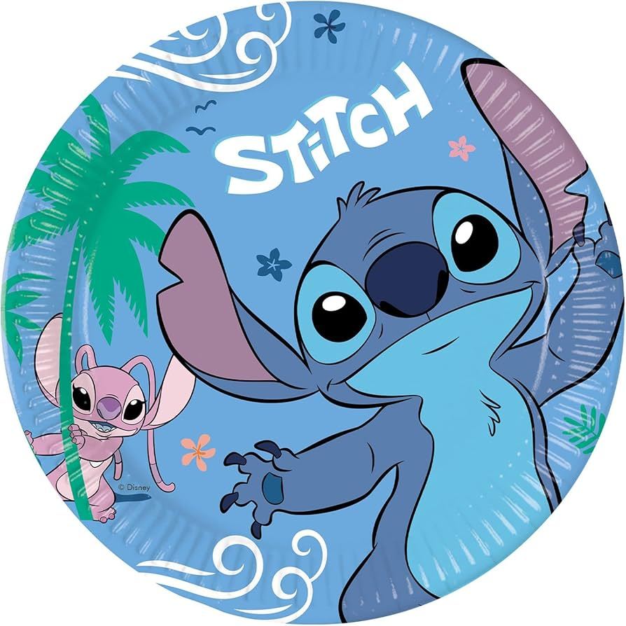 TEMU Platos de papel Stitch, 23 cm, 8 piezas