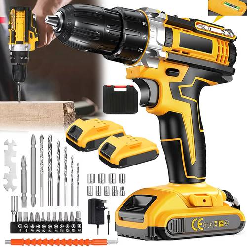 wireless lithium ion drill bit set with battery and fast charging with lithium battery impact pistol drill bit and electric screwdriver function speed control ideal diy tool kit gift for friends
