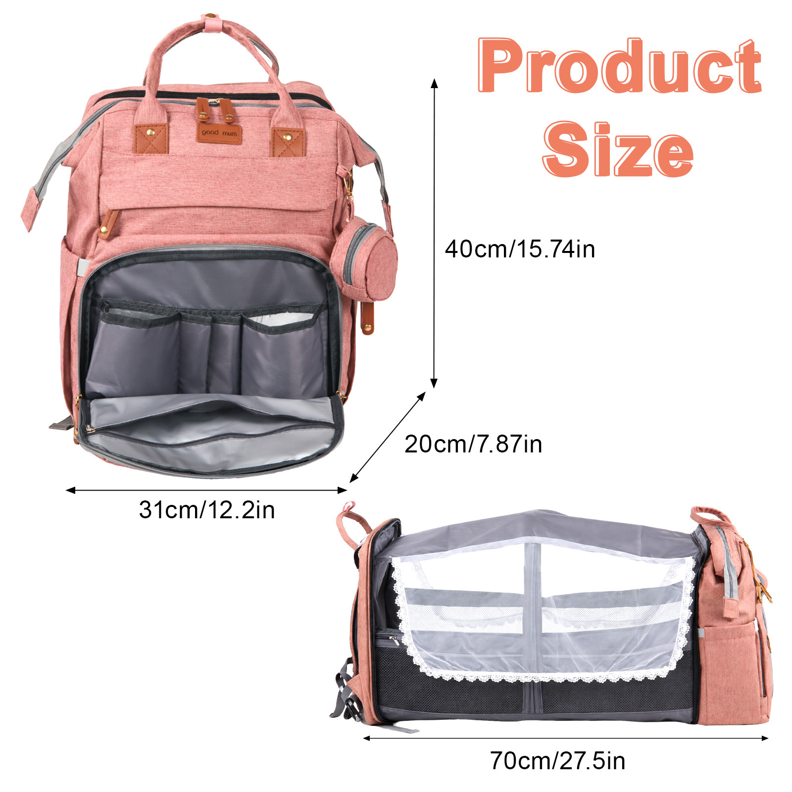 Diaper Bag Backpack with Changing Station for Travel