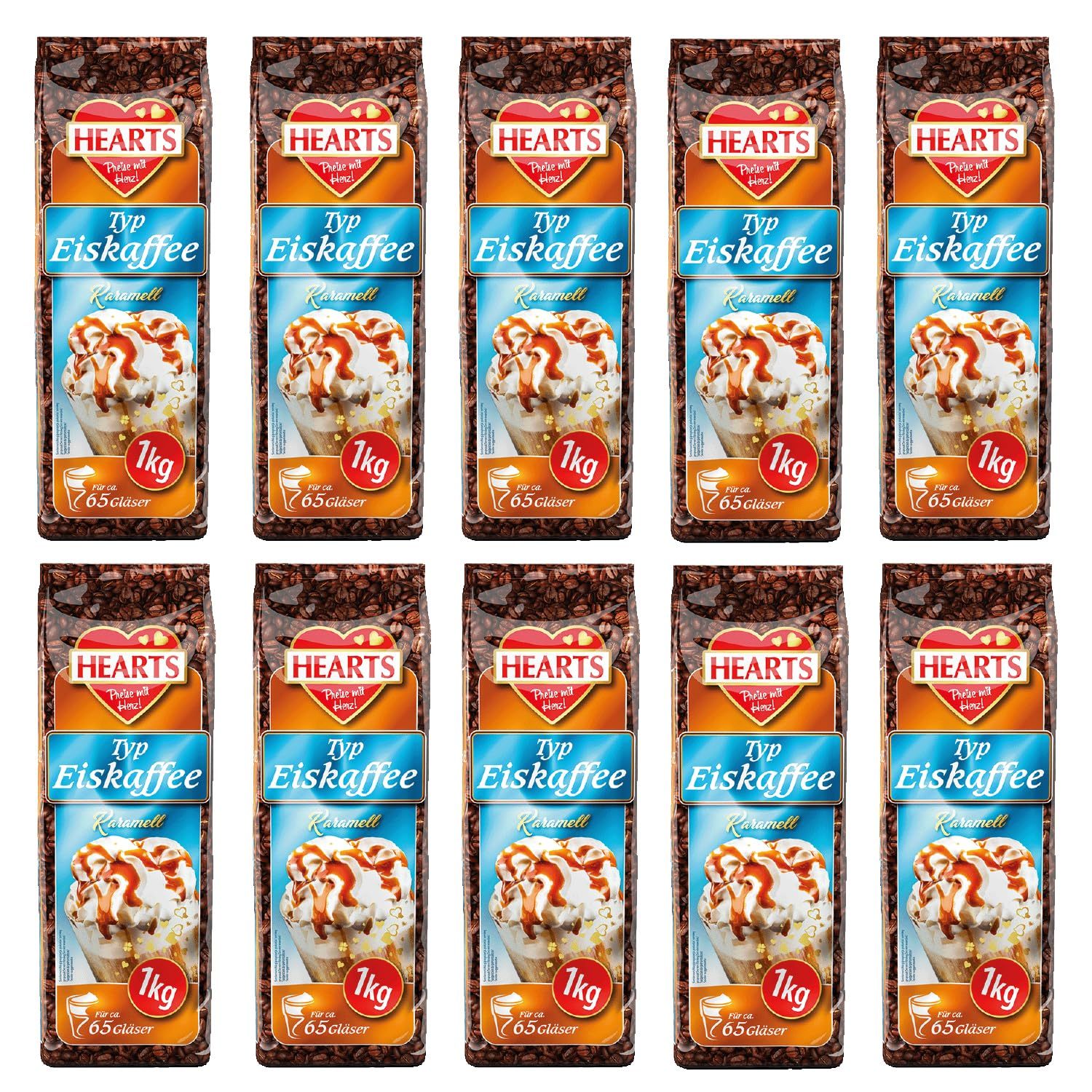 Image of Hearts Iced Coffee Caramel 1kg Instant Drink Powder 5/10 Pack