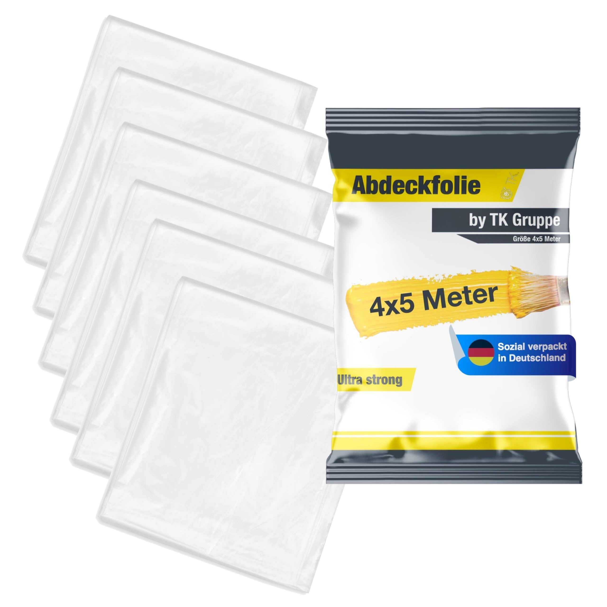 E-shop TK 6x Malerfolie 4 x 5m - transparent - Malerzubehör, wie Malervlies, (Packung, 6-St., 6x Abdeckfolie 4x5m)