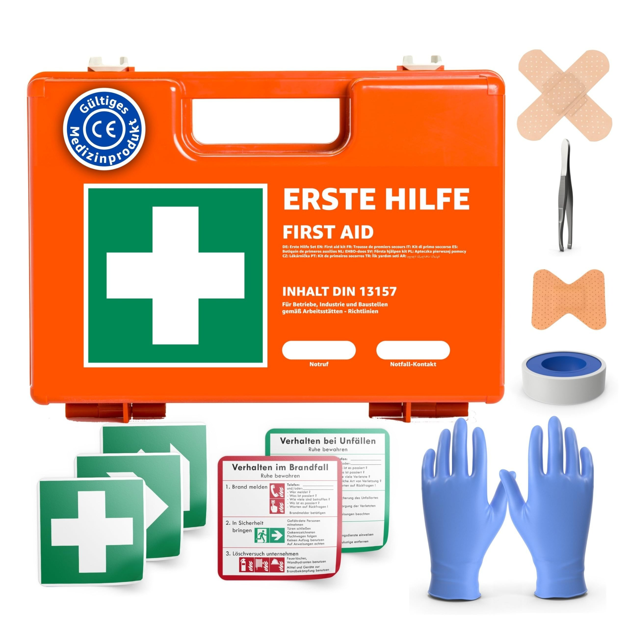 Tk Kit - Din 13157:2021 With Current Standard - Includes Wall Mount, Stickers - Certified Emergency Box