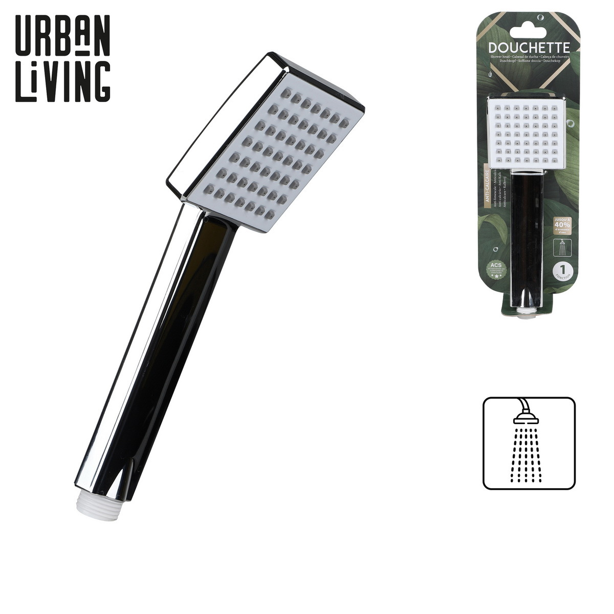 Urban Living Shower Head Handheld Shower With Anti-limescale , Hand And Head Shower Combo For Shower And Bathtub