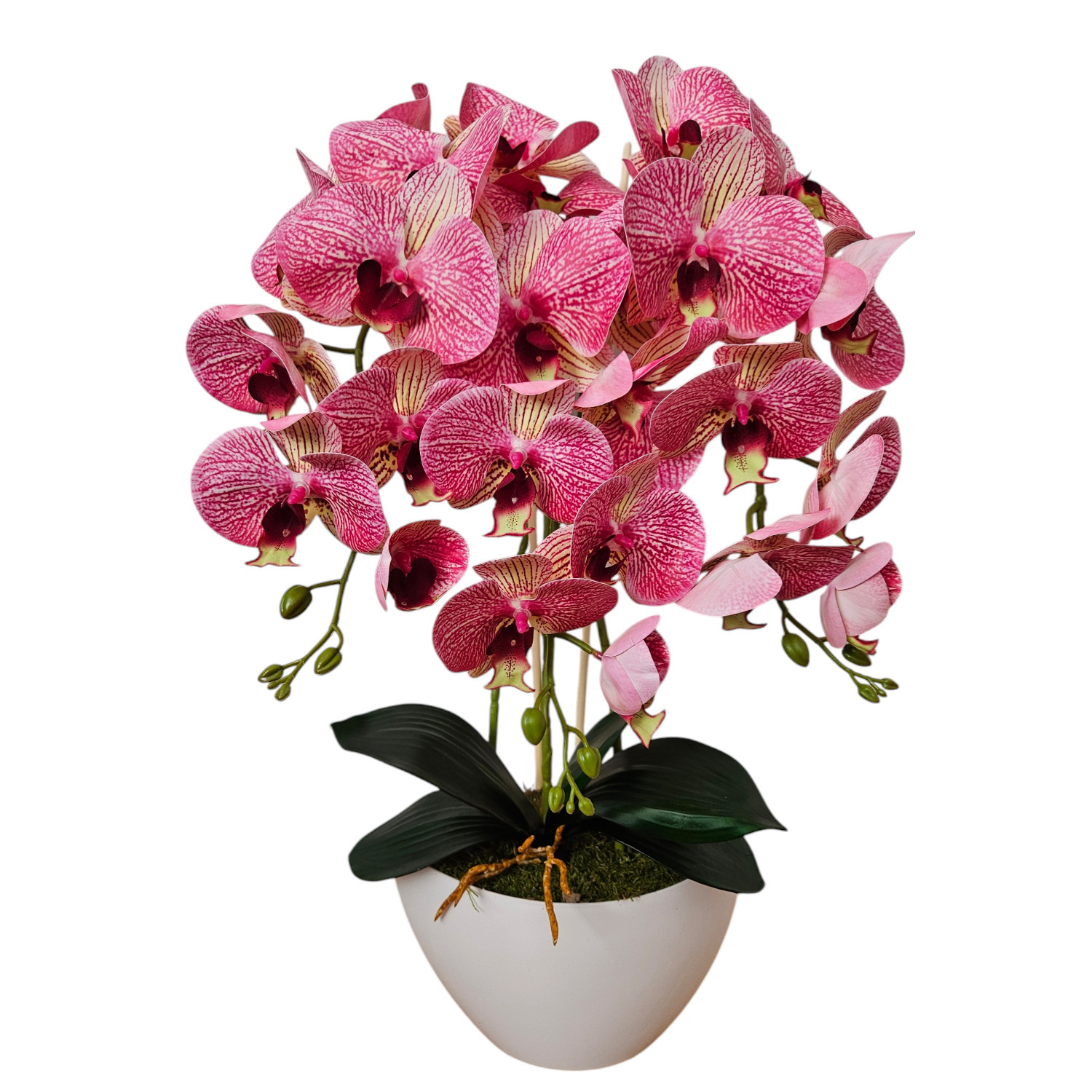 Artificial Orchid, Made Of Rubber, White Pot, 3pgrk2
