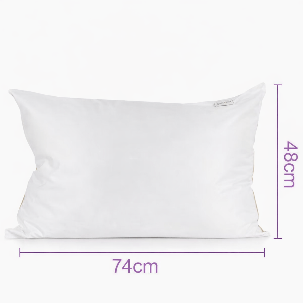 2 Pack of Cotton Bed Pillow with White Goose Feather Filling and Gold Edge Piping | Standard Size Sleeping Pillow for Home Bedroom