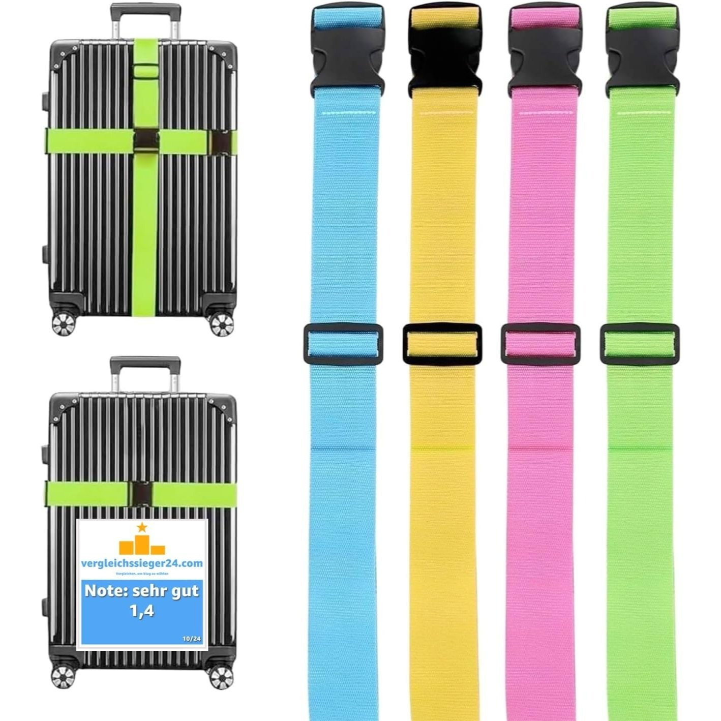 TEMU Tk 4-piece Colorful Luggage Strap Set - Suitcase Straps For Luggage & Travel, (set, 4-piece, 4x Luggage Straps), 4 Colorful Colors