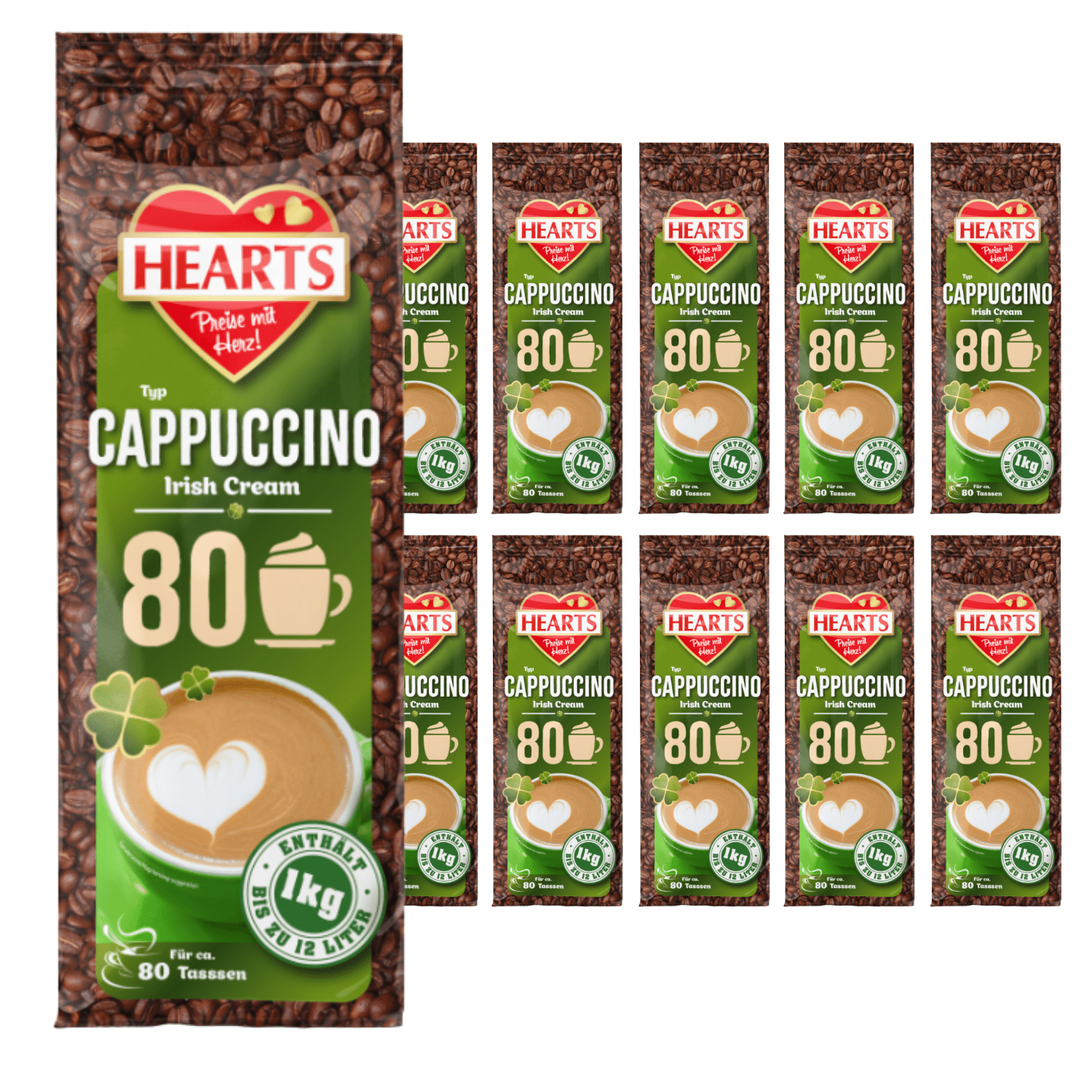 Image of Hearts Cappuccino Irish Cream 1kg - Approx. 80 Portions Per Bag, Particularly Milky And Creamy