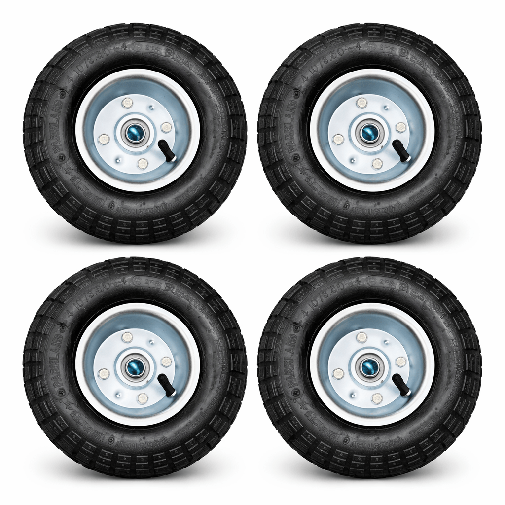 TEMU Pack Of 4 Parkland 10" Pneumatic Wheelbarrow Wheels – (4.10/3.50-4) – 16mm Axle – Heavy Duty Replacement Tyres For Sack Barrows, Trolleys & Hand