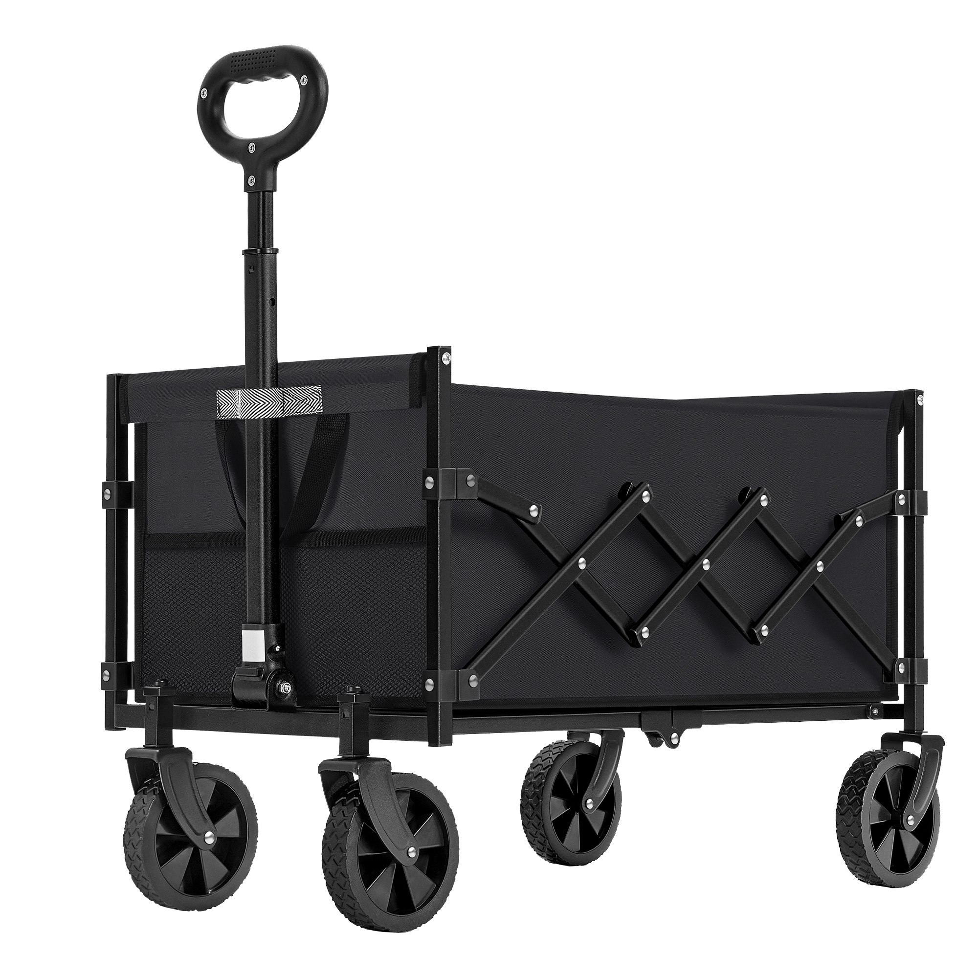 TEMU Chariot Pliable, Chariot à Main avec Poignée et 4 Roues, pour l’Extérieur et , Noir