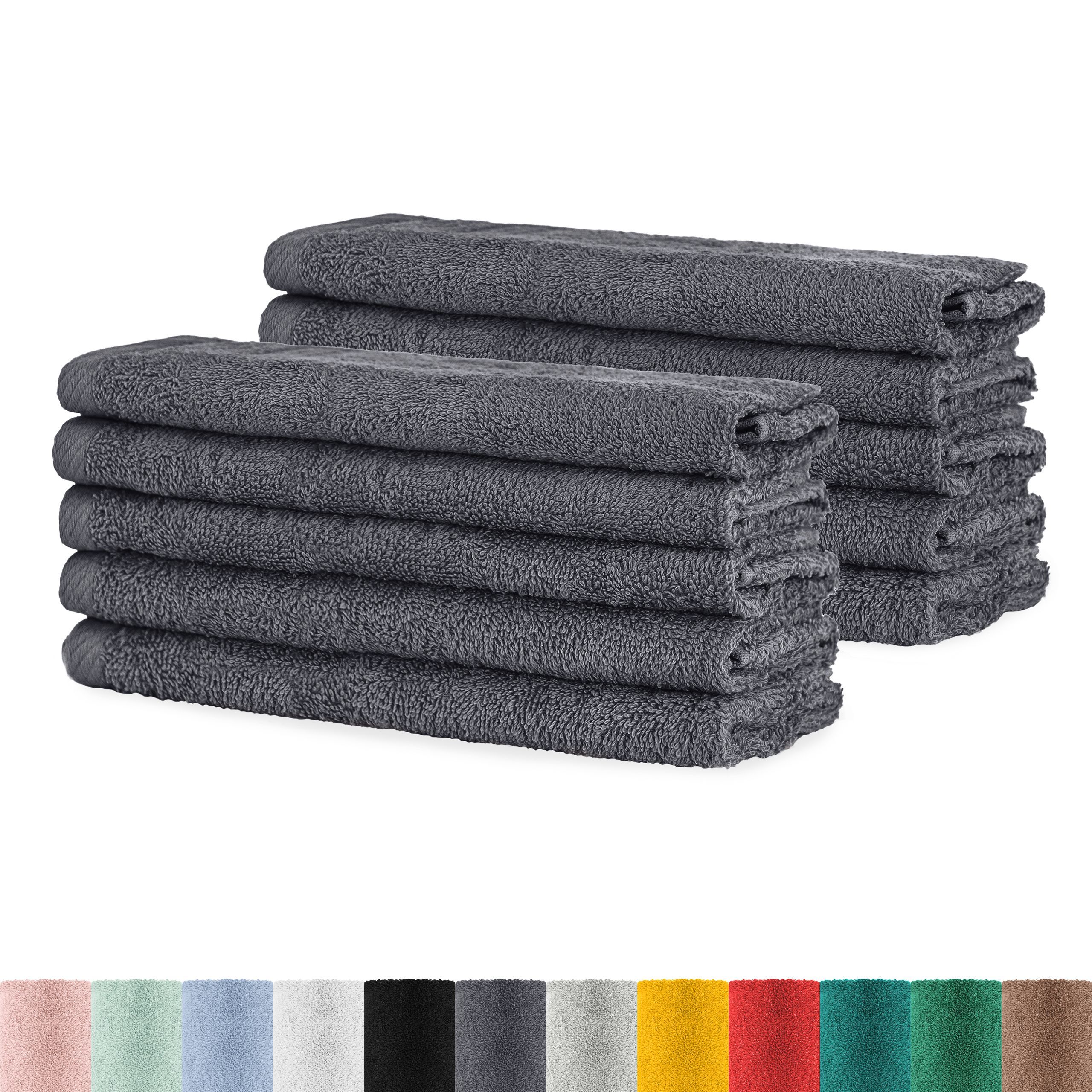 E-shop Frottee Baumwolle Gästetücher Set 10er Pack - Gästehandtücher 30x50 cm aus 100% Baumwolle - mit Aufhängeschlaufe - Händehandtuch für Gäste -