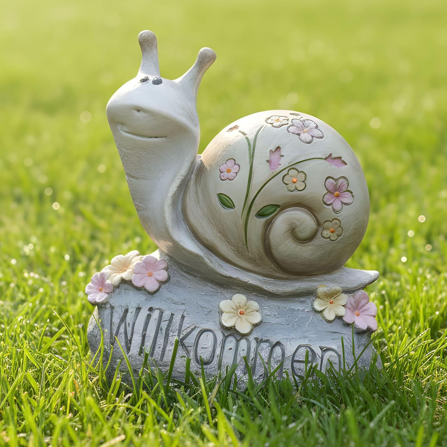 Image of Decorative Snail "welcome" Cute Garden Decor, Outdoor Balcony Decor, Weather-resistant Garden Decoration