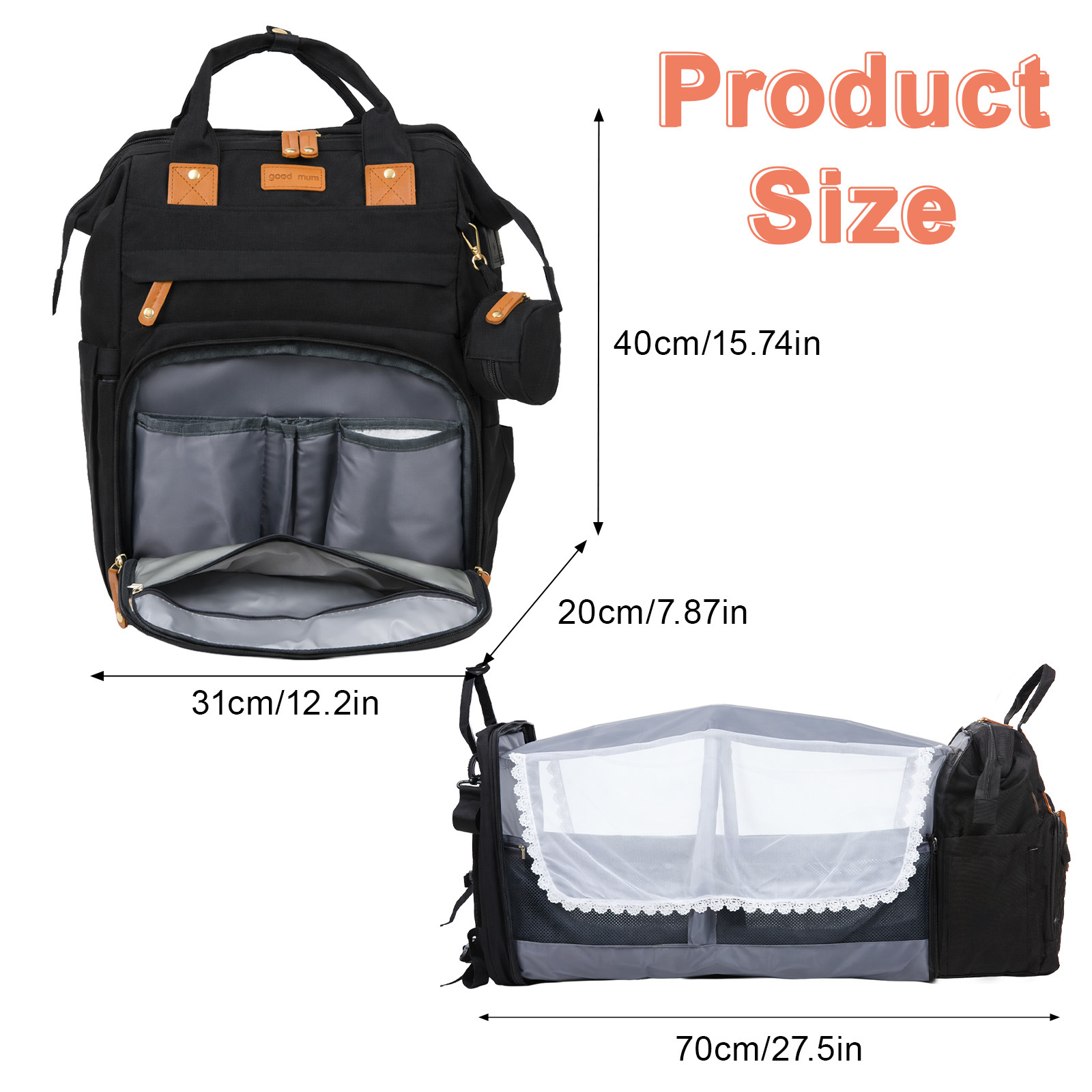 Diaper Bag Backpack with Changing Station for Travel