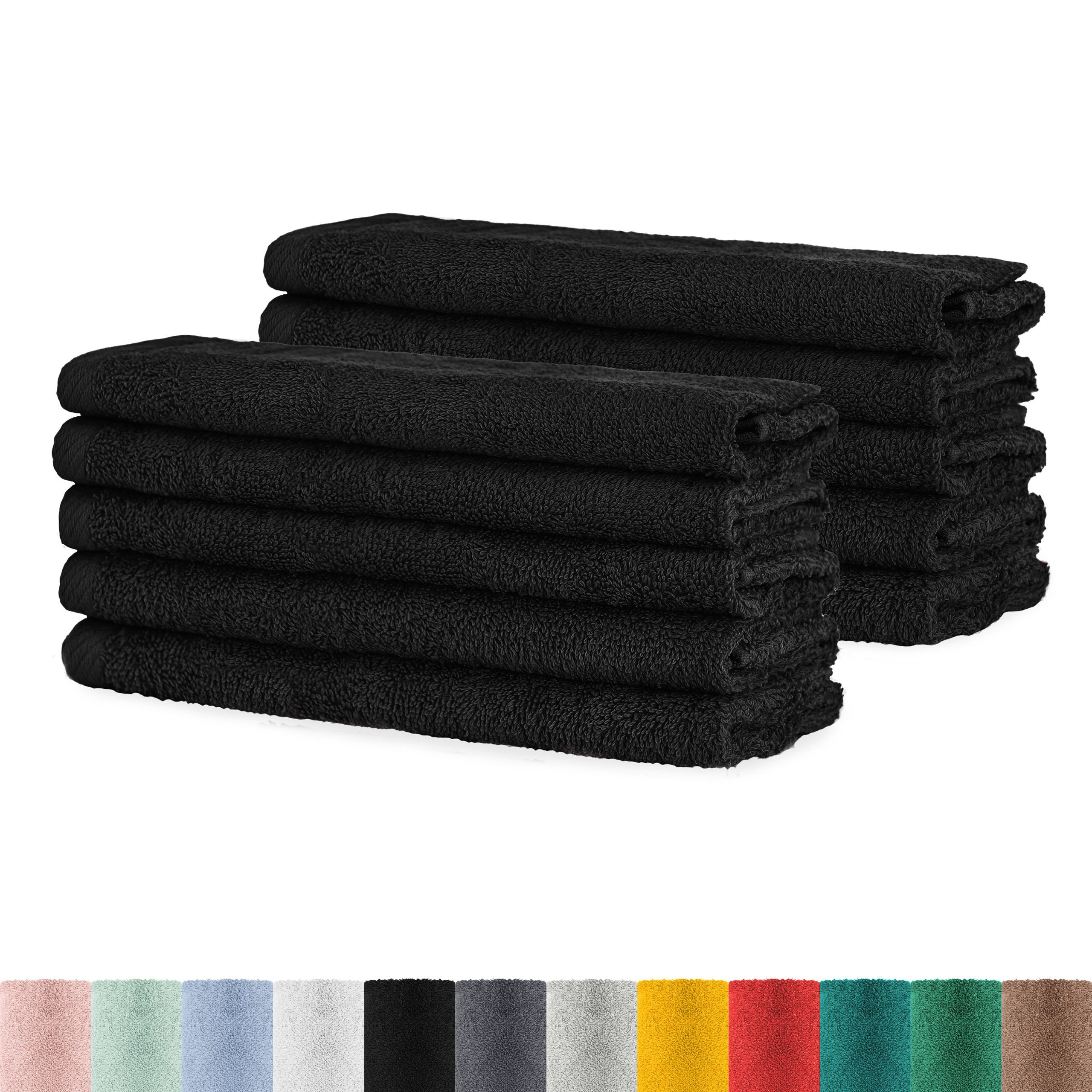 Image of Terry Cotton Guest Towels Set Of 10 - Guest Hand Towels 30x50 Cm Made Of 100% Cotton - With Hanging Loop - Hand Towel For Guests - Small Drying Towel -