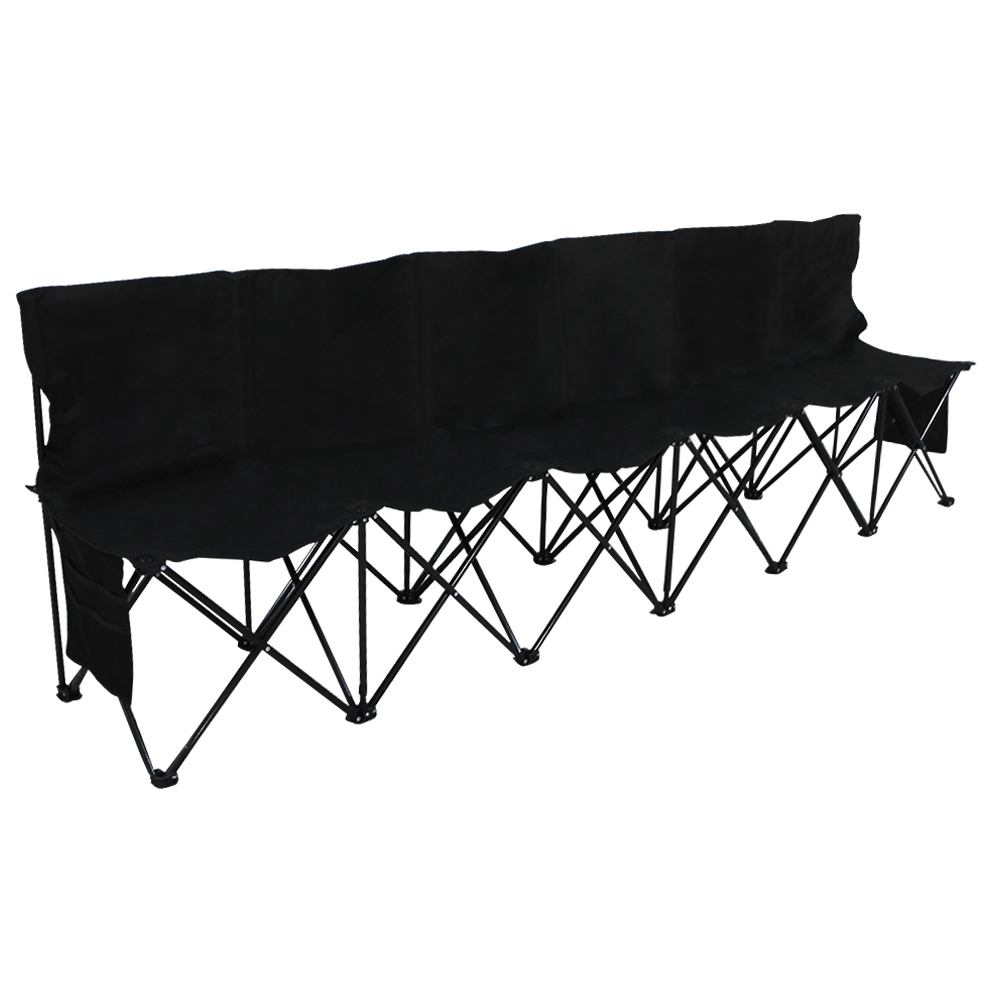 Image of Costoffs Camping Bench For 6 People Folding Camping Chair 270 Cm Folding Bench 6-seater Camping Chair With High Backrest & Side Pockets & Carry Bag For Garden/balcony/pool Area/football Field
