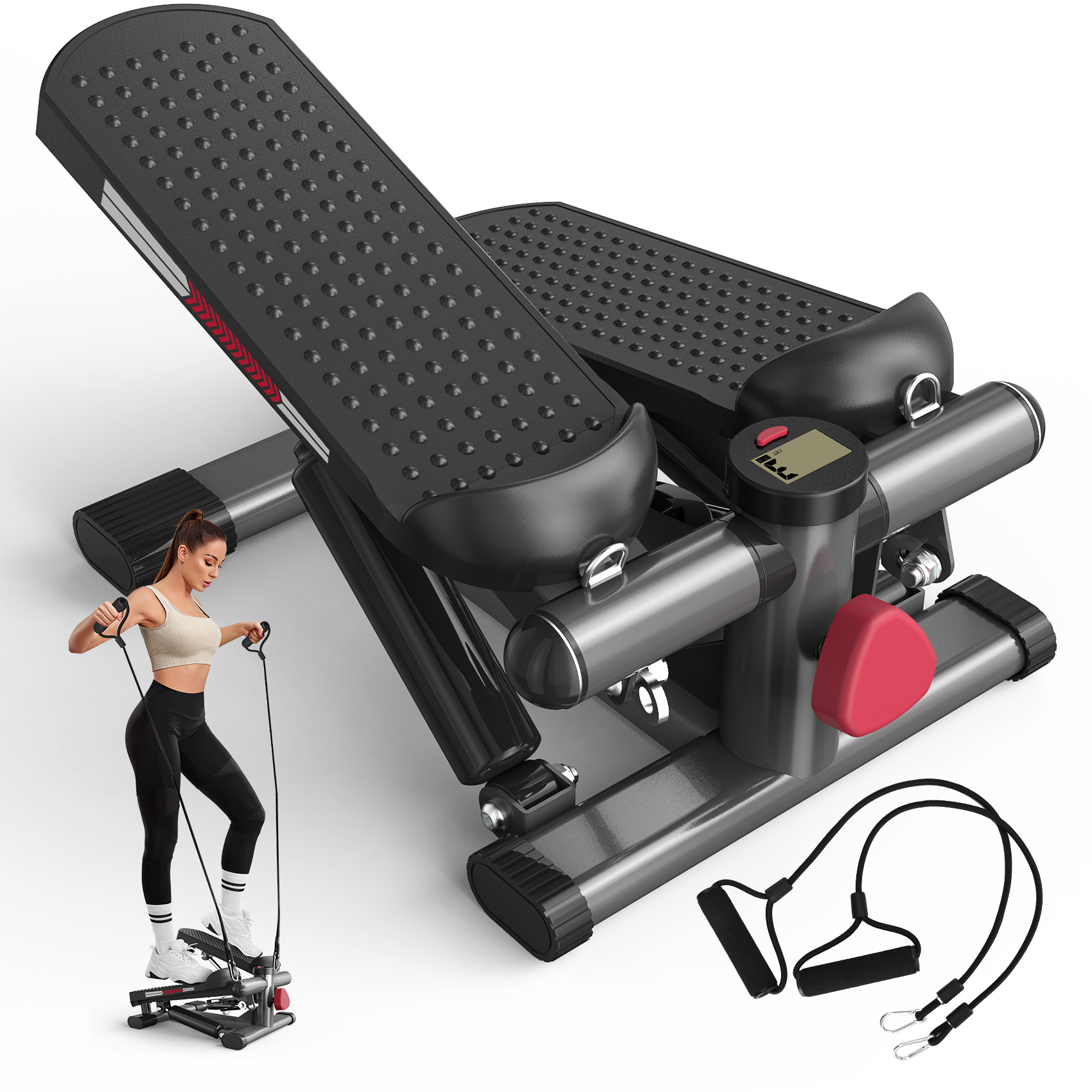 Jasport St1 Mini Stepper For Home, 2-in--down Swing Stepper With , Lcd Display, Adjustable Resistance, Leg And Arm Training, Quiet And Compact, Load 100 Kg