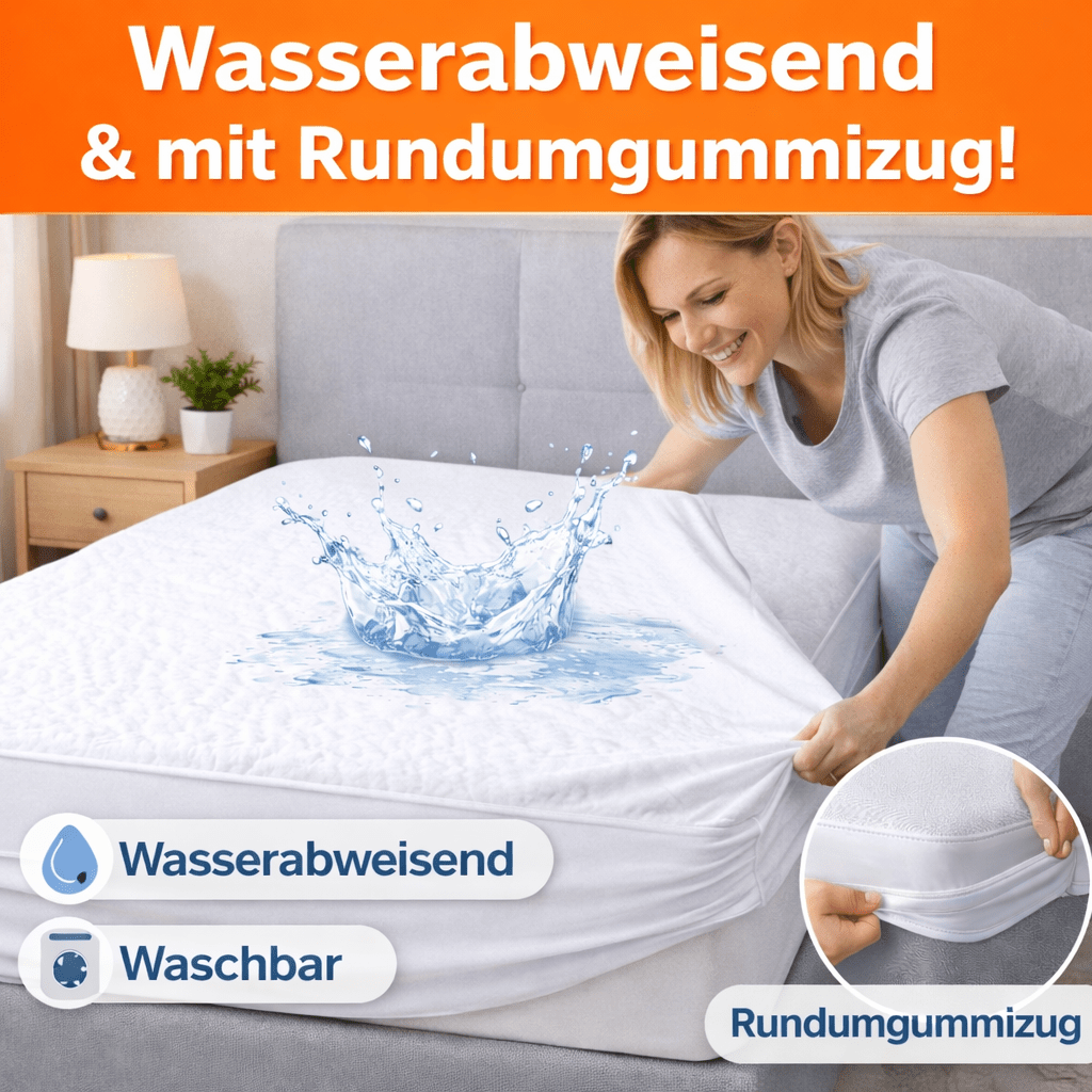 E-shop Matratzenschoner 100% wasserdicht | Weich & bequem | Maschinenwaschbar | Mit Rundumgummizug | Für Schlafzimmer, Hotel & Wohnheim | geeignet