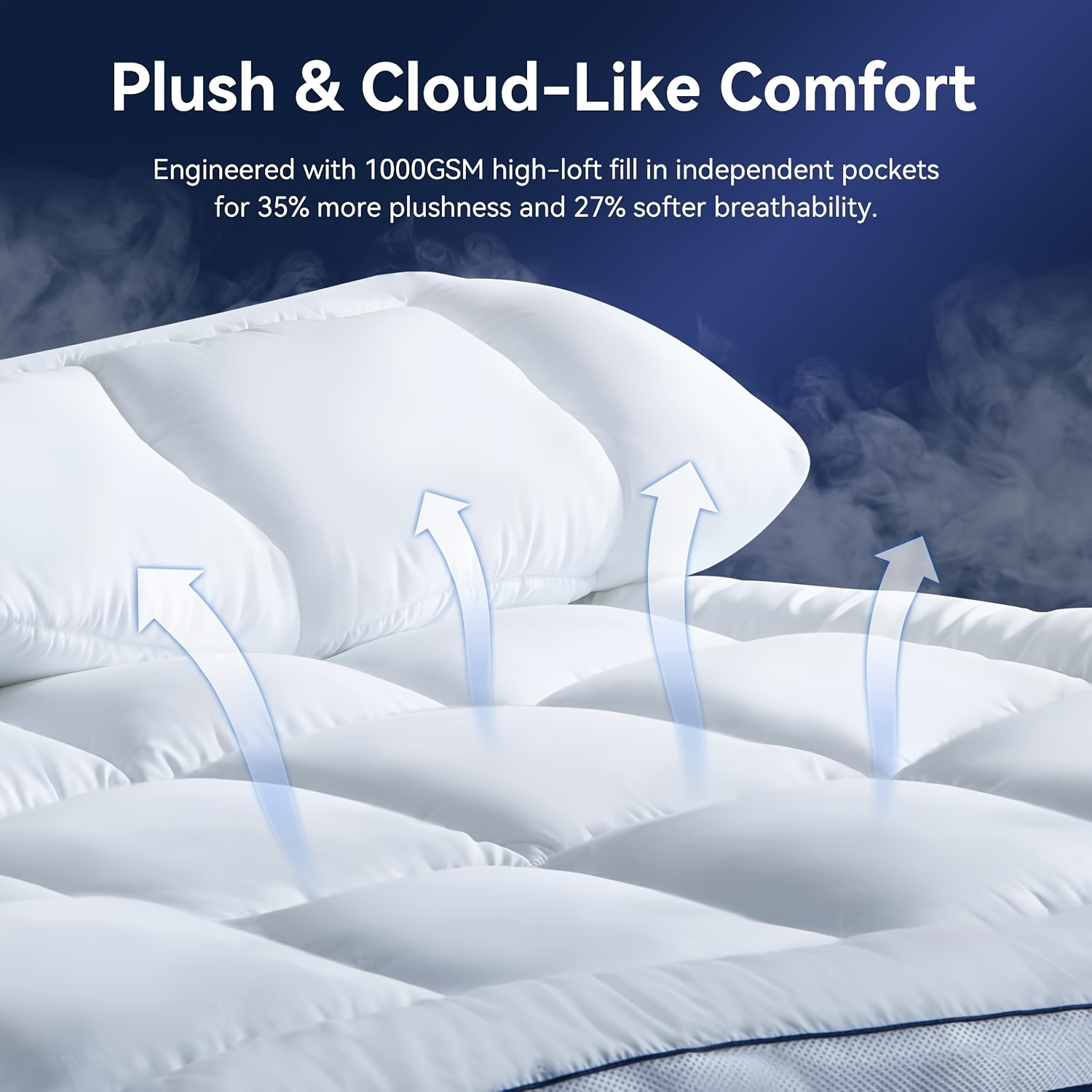Image of Niceplus Dual Cm Memory Foam Mattress Topper, 5 Cm Plush Mattress Protector And 5 Cm Gel Memory Foam For Back Pain Relief, Breathable, Cooling