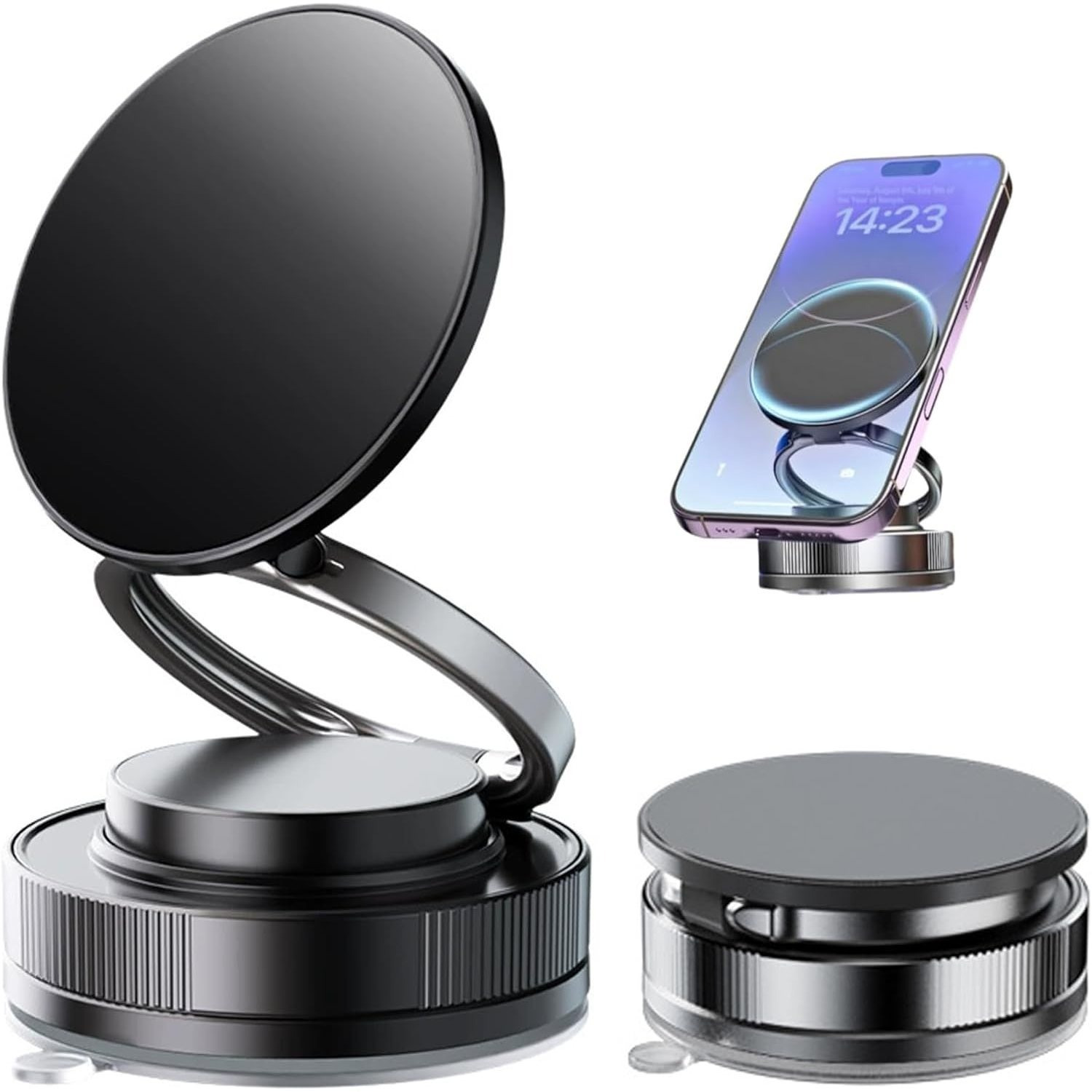 TEMU Soporte Móvil Coche, Soporte Móvil Coche iman, Accesorios Coche Brazo Metálico Ajustable 360° para telefono, Reutilizable, Soporte Magnetico