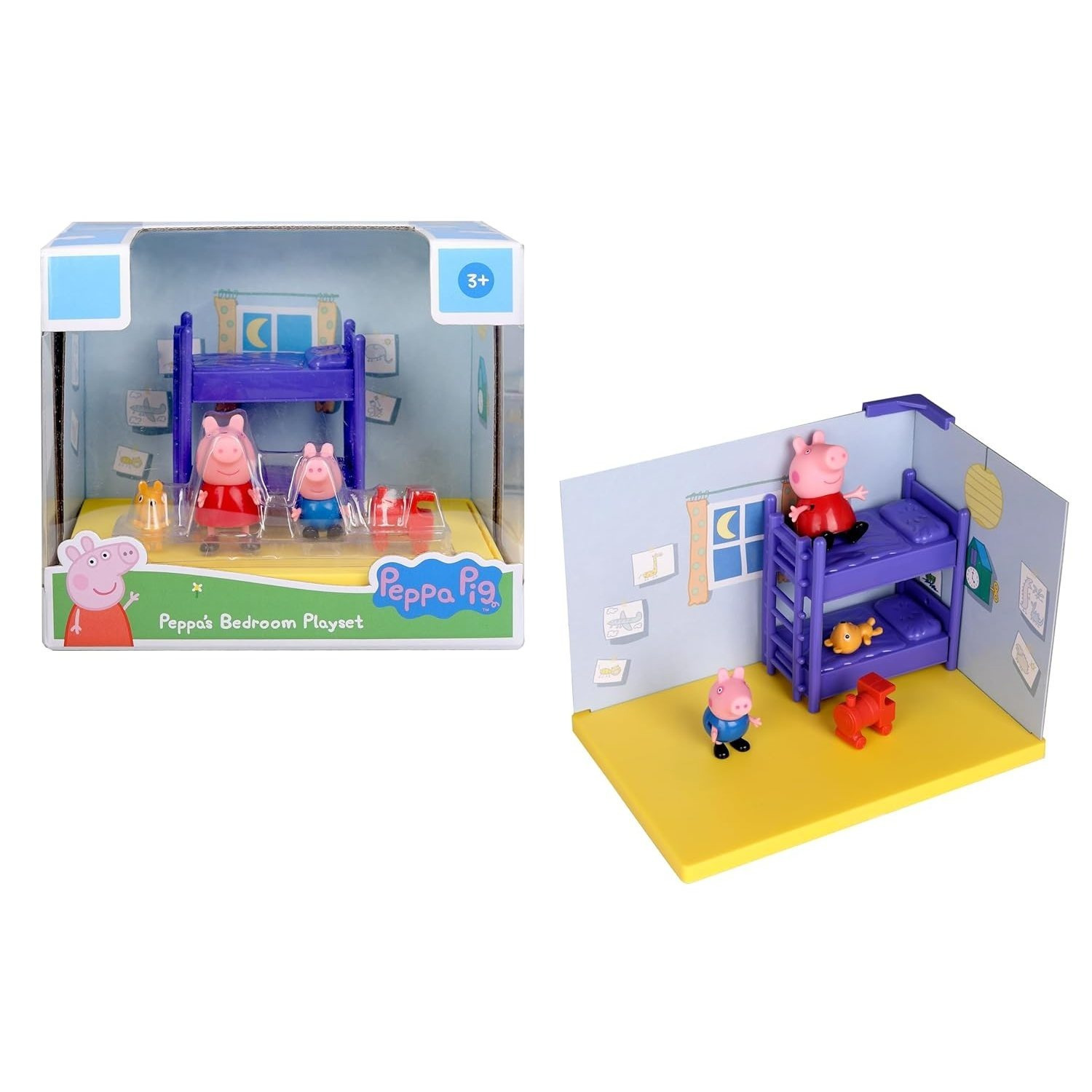 TEMU Peppa Pig Bedroom Themed Preschool Toy And George, Includes 2 Poseable Figures, Bedroom Accessories Cards, For Girls And Boys Ages 3 Birthday