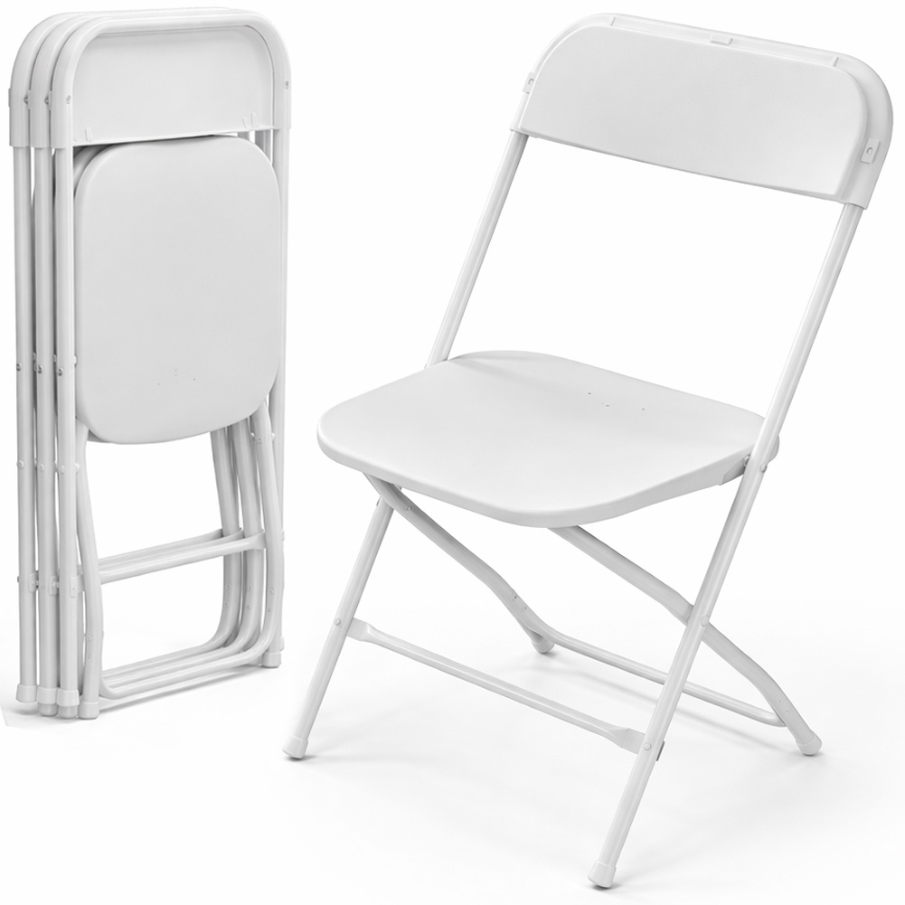 TEMU Shally Dogan Set 4 Sedie Pieghevoli Bianche con Struttura in Metallo e Seduta in Polipropilene Ergonomica, Sedia Multiuso Resistente da Esterno
