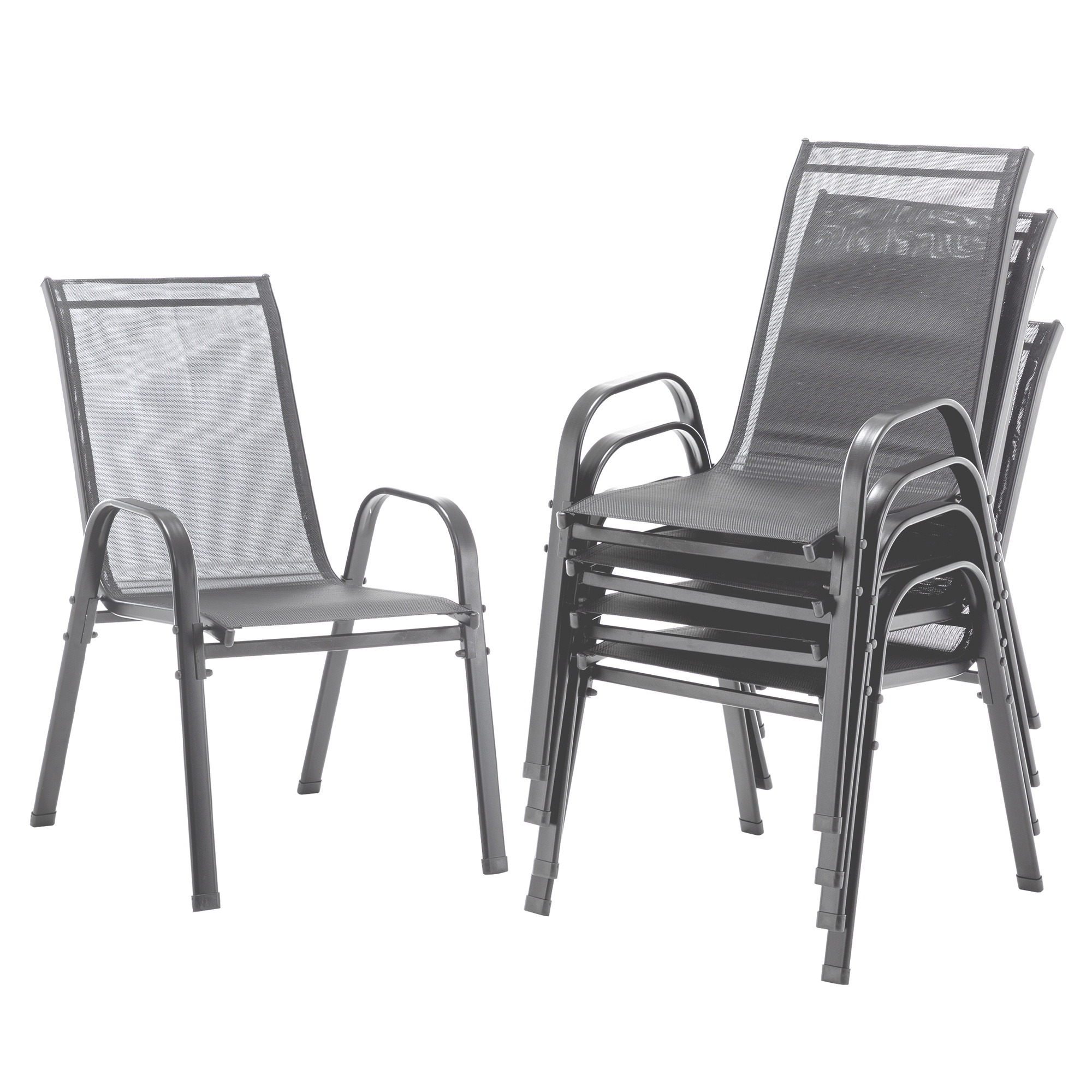 Garden Chair Set Of 4, Stackable Garden Chairs, Metal Balcony Chairs, Outdoor Terrace Furniture Sets For Lounge, Supports Up To 150 Kg, Patio Chairs For Balcony, Garden, Backyard (gray)
