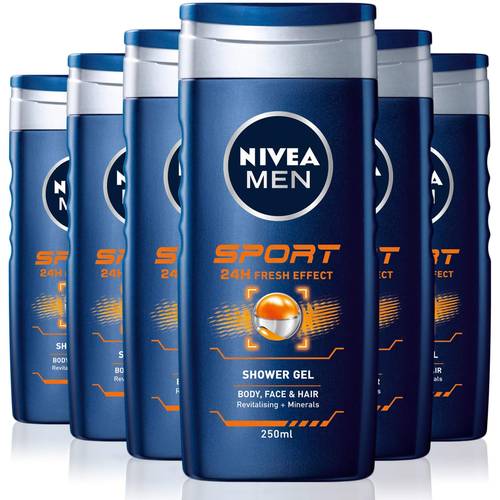 men gel 250ml pack of 6 body face hair wash for