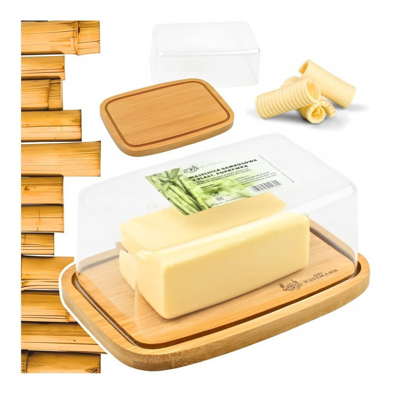 TEMU Hausmann Butter Dish Bamboo Butter Keeper Kitchen Container For Storing Butter With Lid