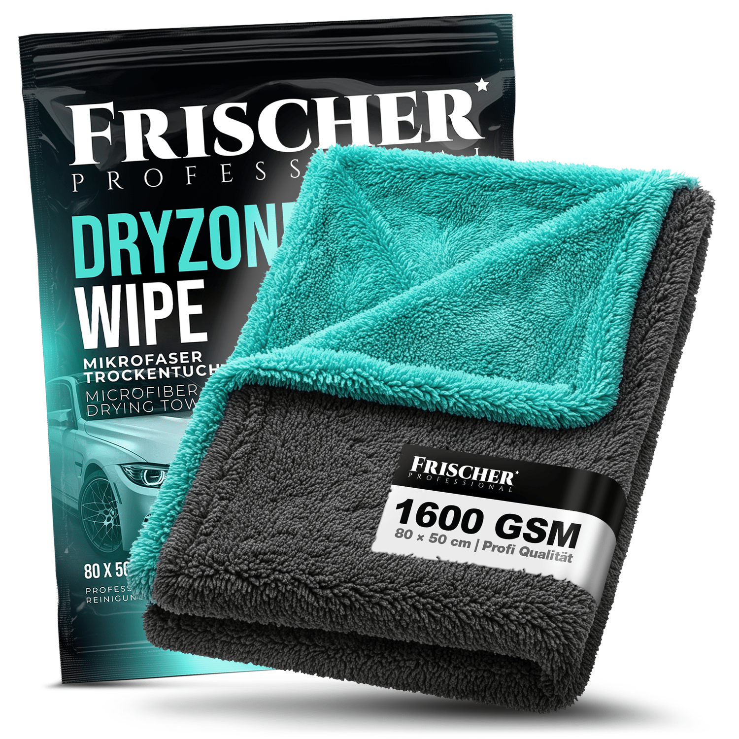 Car Drying Towel 50x80 Cm 1600 Gsm - Large Premium Microfiber, No Smudges And Scratches, Quick-drying, Double-sided
