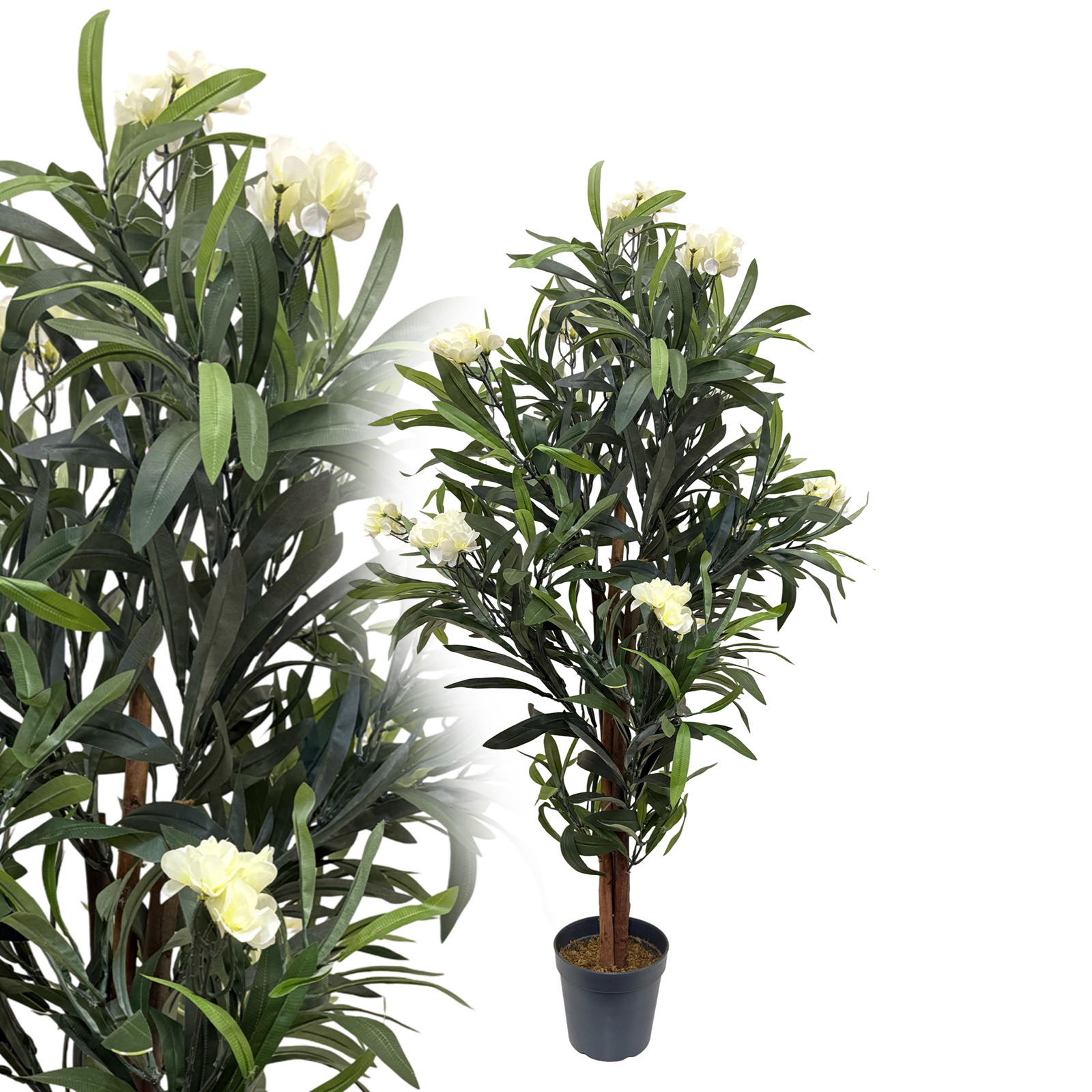 Oleander Cream 120 Cm Artificial Tree, Lifelike Faux Plant, Decorative Artificial Flower