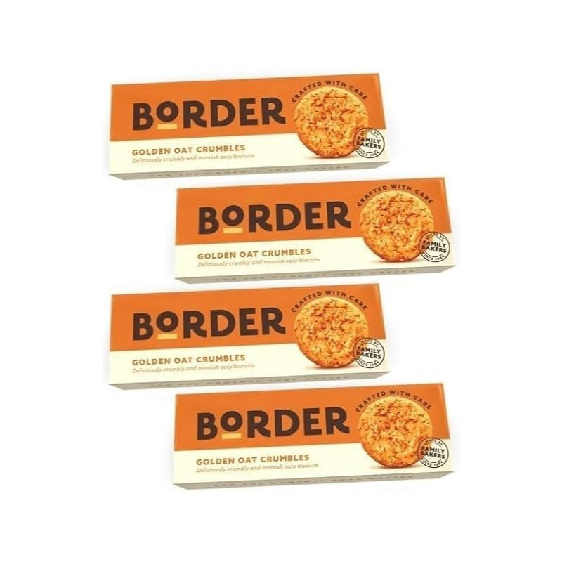 TEMU Border Biscuits Golden Oat Crumble, Pack Of 4 – Crunchy Oaty Biscuits Made With Rolled Oats 135g Each Deliciously Cumbly & Moreish Crunchy Oaty