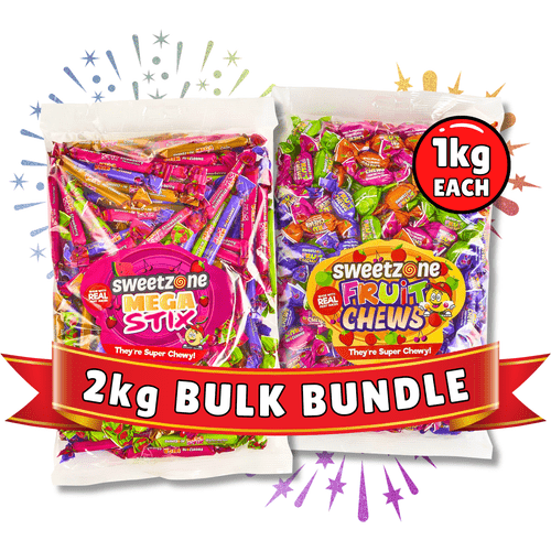 mega combo 2 x 1kg bags mega juicy centre filled chews bulk retro