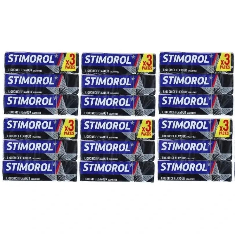 Image of 18 Packs Of Stimorol Liquorice Black Chewing Gum, 10 Dragees Per Pack (6 X 3)