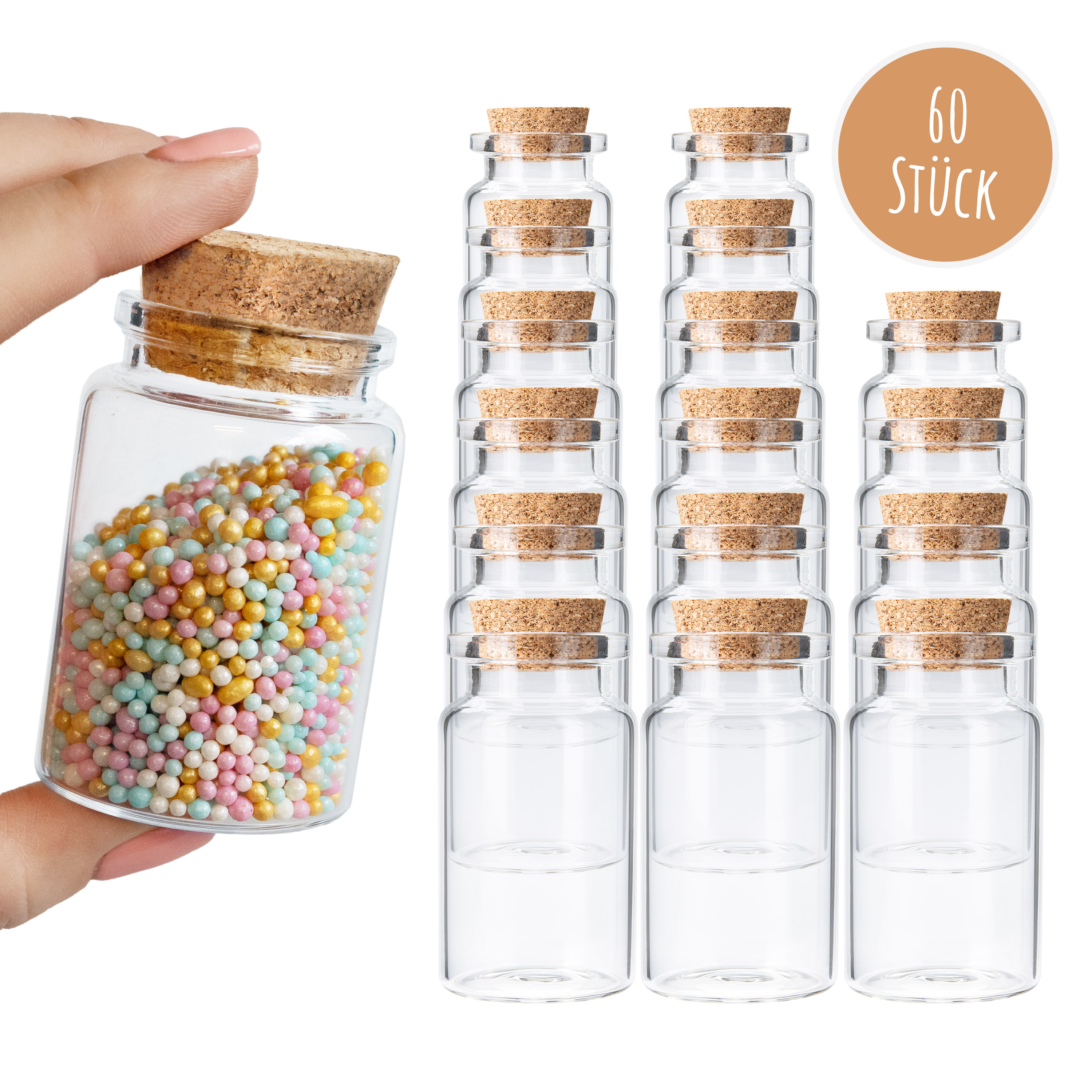 ® Mini Glass Bottles 90 Ml For Self-filling | Small Glass Bottles With Corks For Filling | Reagent Glass With Corks 90 Ml | Cork Glasses As Gifts, Wedding Decor, Spice Jars, Storage