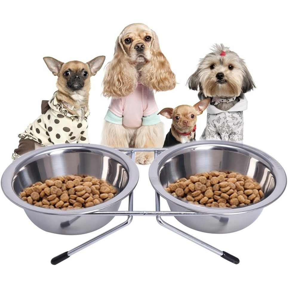 TEMU Comedero pequeño para perritos o gatos con postura elevada para cuenco de agua 220ML*2, cuenco con cuenco desmontable, comedero para mascotas,