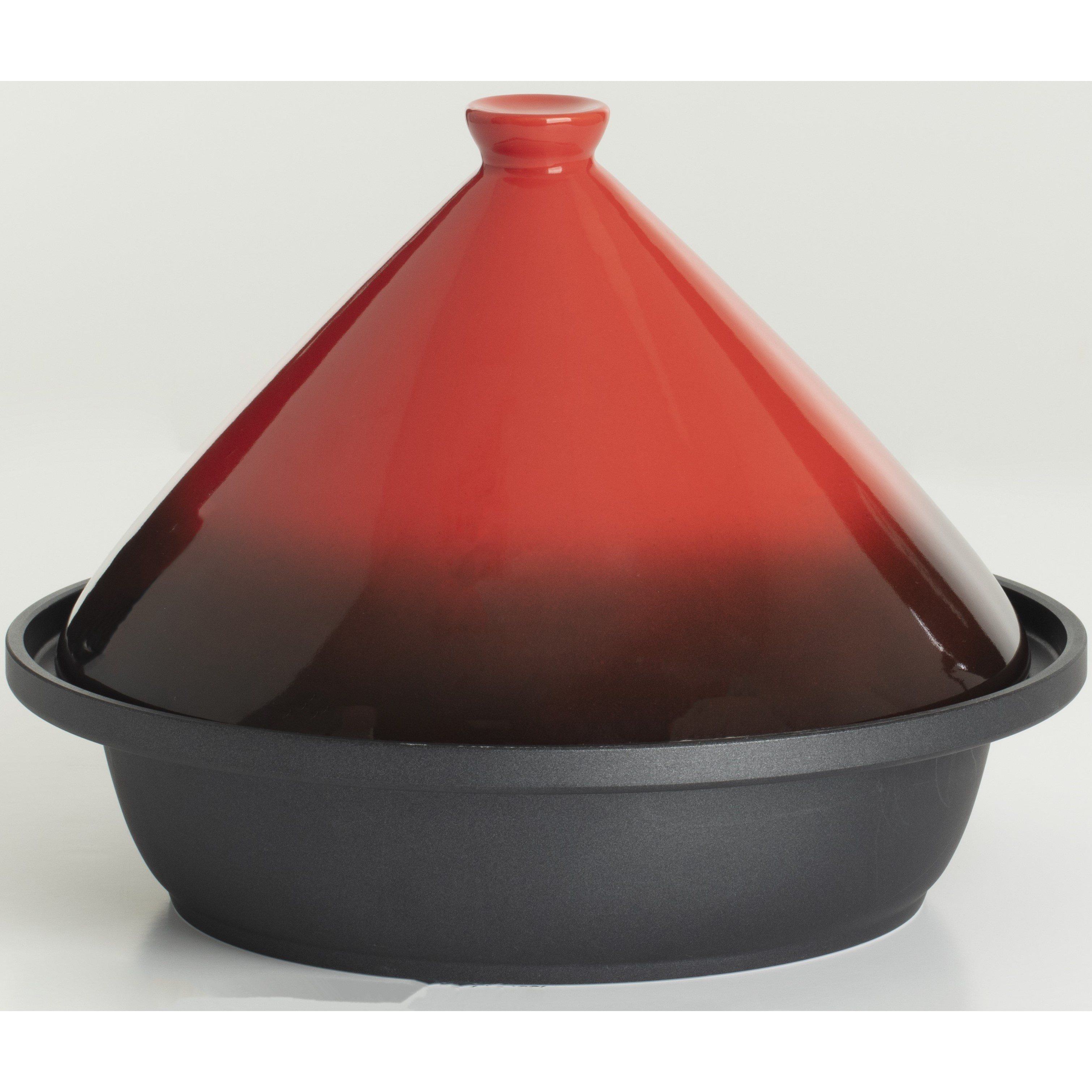 Induction And Ceramic Stainless Steel In Red And Black Gradient, 30.20 X 30.20 Cm