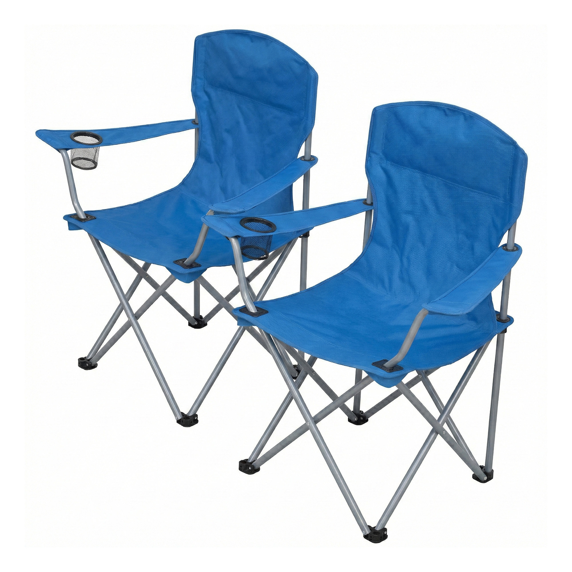 TEMU Pair Of Portable Outdoor Chairs, Heavy Duty Folding Chairs With Cup Holder, For Garden, Camping, Fishing, Blue