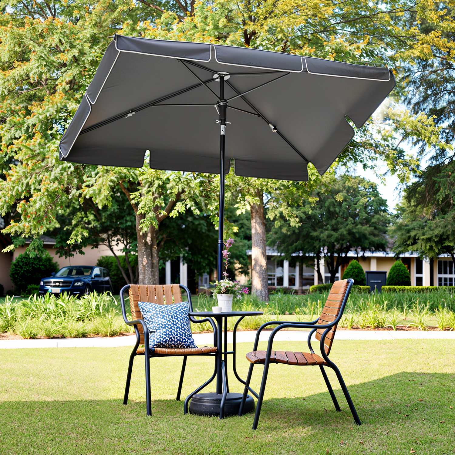 E-shop Outdoor Sonnenschirm mit Aufbewahrungstasche 230 x 150 cm,Verstellbare Höhe Außenbereichs-Patio-Regenschirm，Sonnenschutz UPF 50+,