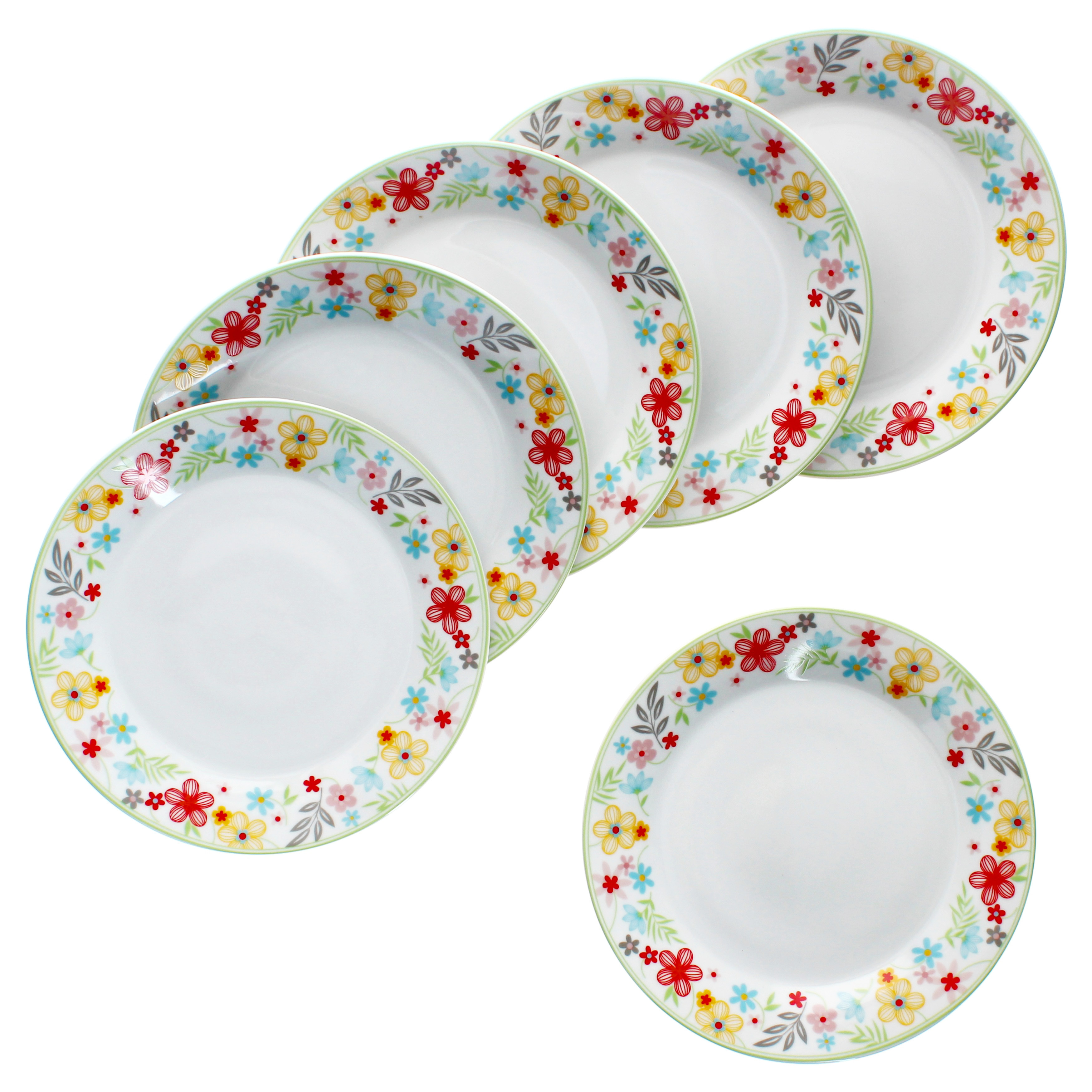 6-piece Set Flower Cake Plates, Colorful Breakfast Plates